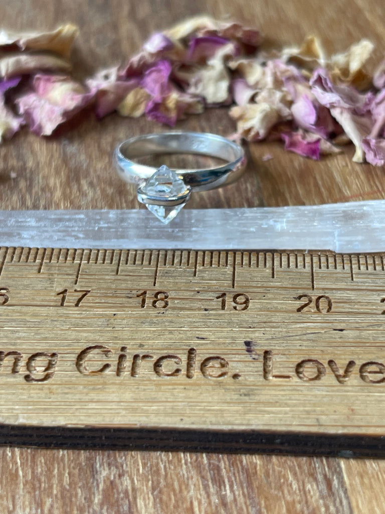 Herkimer Diamond Silver Ring Size 7 - “ I am attuned to the white light of the Divine”.