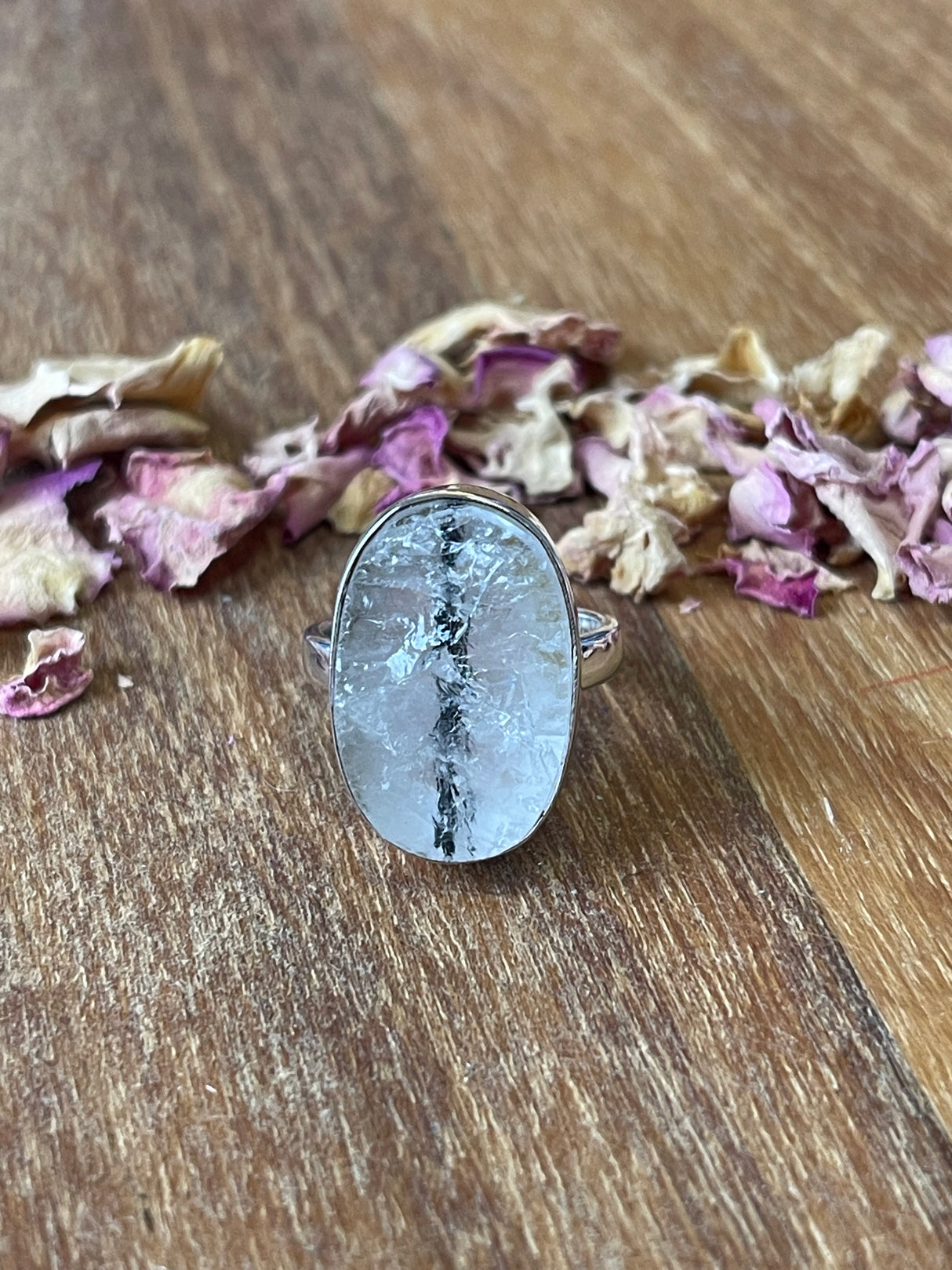 Tourmaline Quartz Silver Ring Size 7 - "My mind, body, and spirit are protected and grounded."