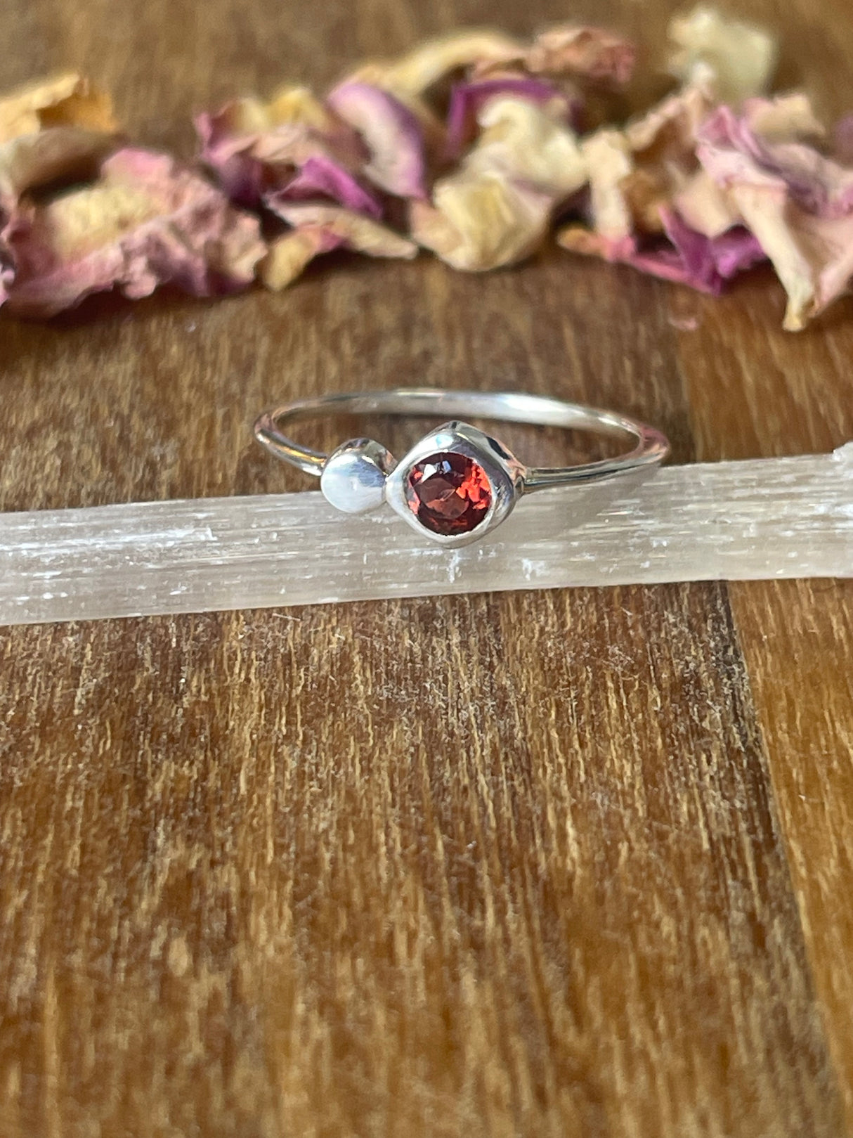 Garnet Silver Ring Size 8 - "I am passionate and enthusiastic in all areas of my life."
