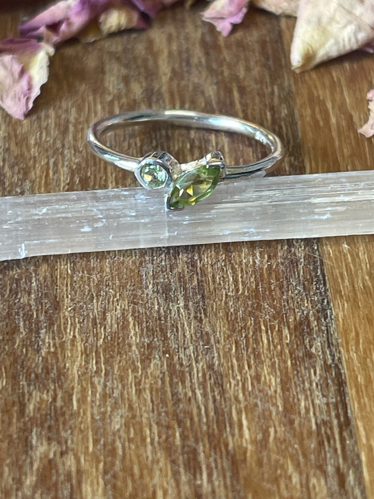 Peridot Silver Ring Size 8 - “I welcome abundance in all areas of my life”.