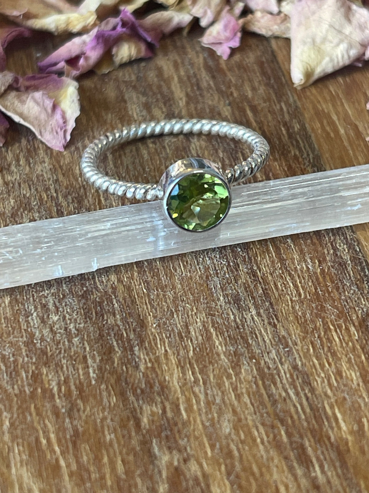 Peridot Silver Ring Size 8 - “I welcome abundance in all areas of my life”.