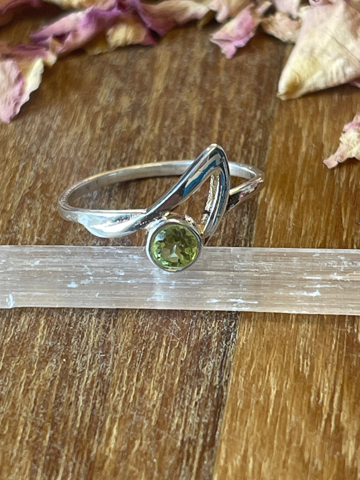 Peridot Silver Ring Size 8 - “I welcome abundance in all areas of my life”.