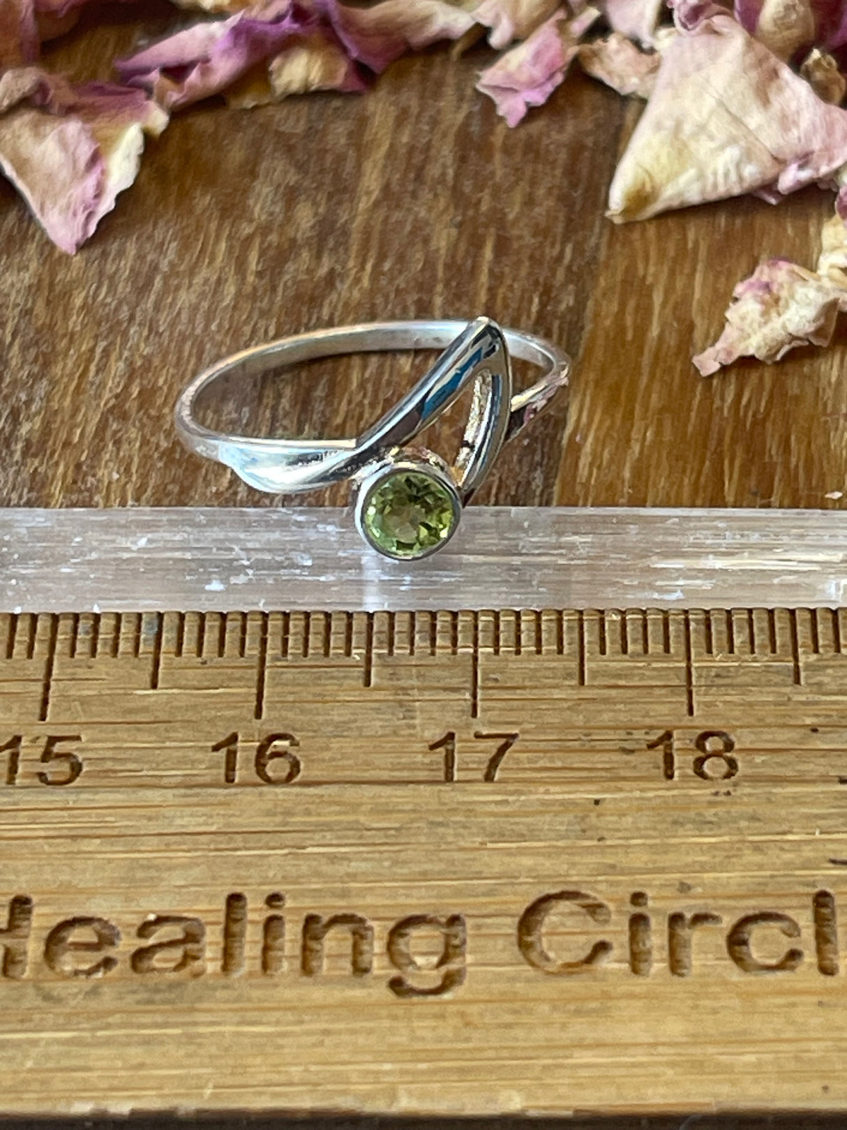 Peridot Silver Ring Size 8 - “I welcome abundance in all areas of my life”.