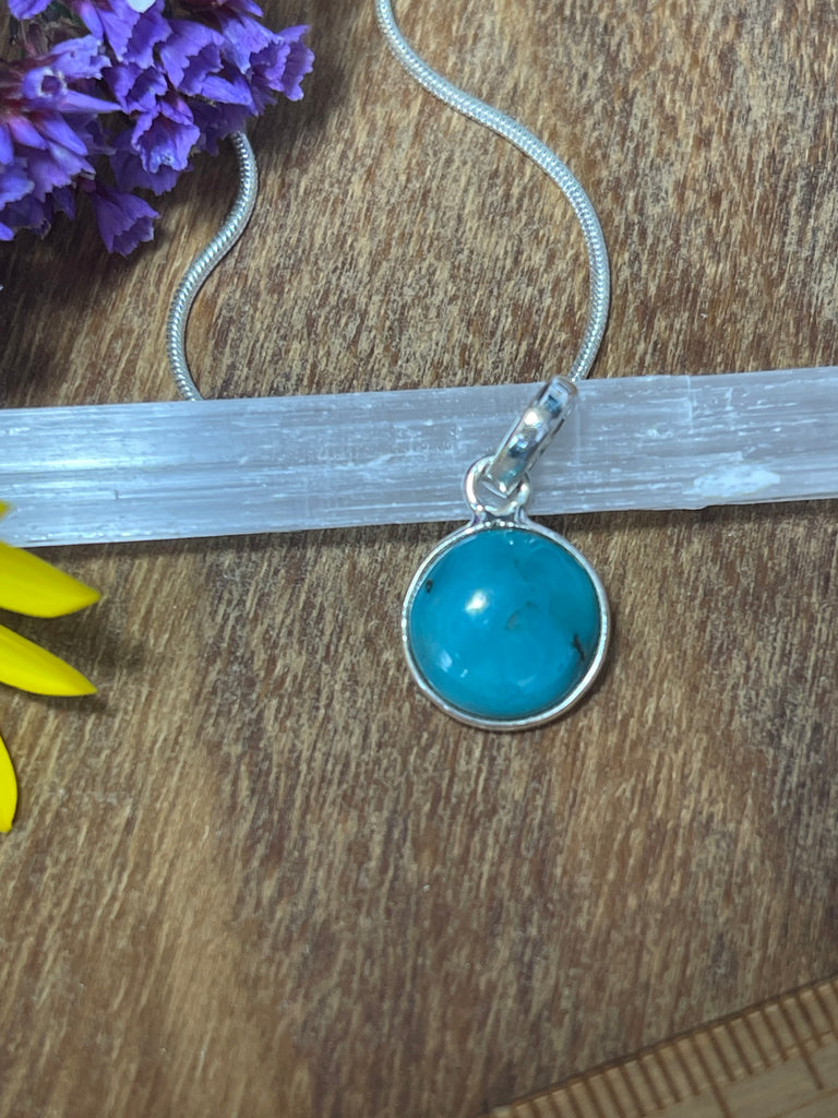 Turquoise Petite Sterling Silver Pendant & Chain - Friendship