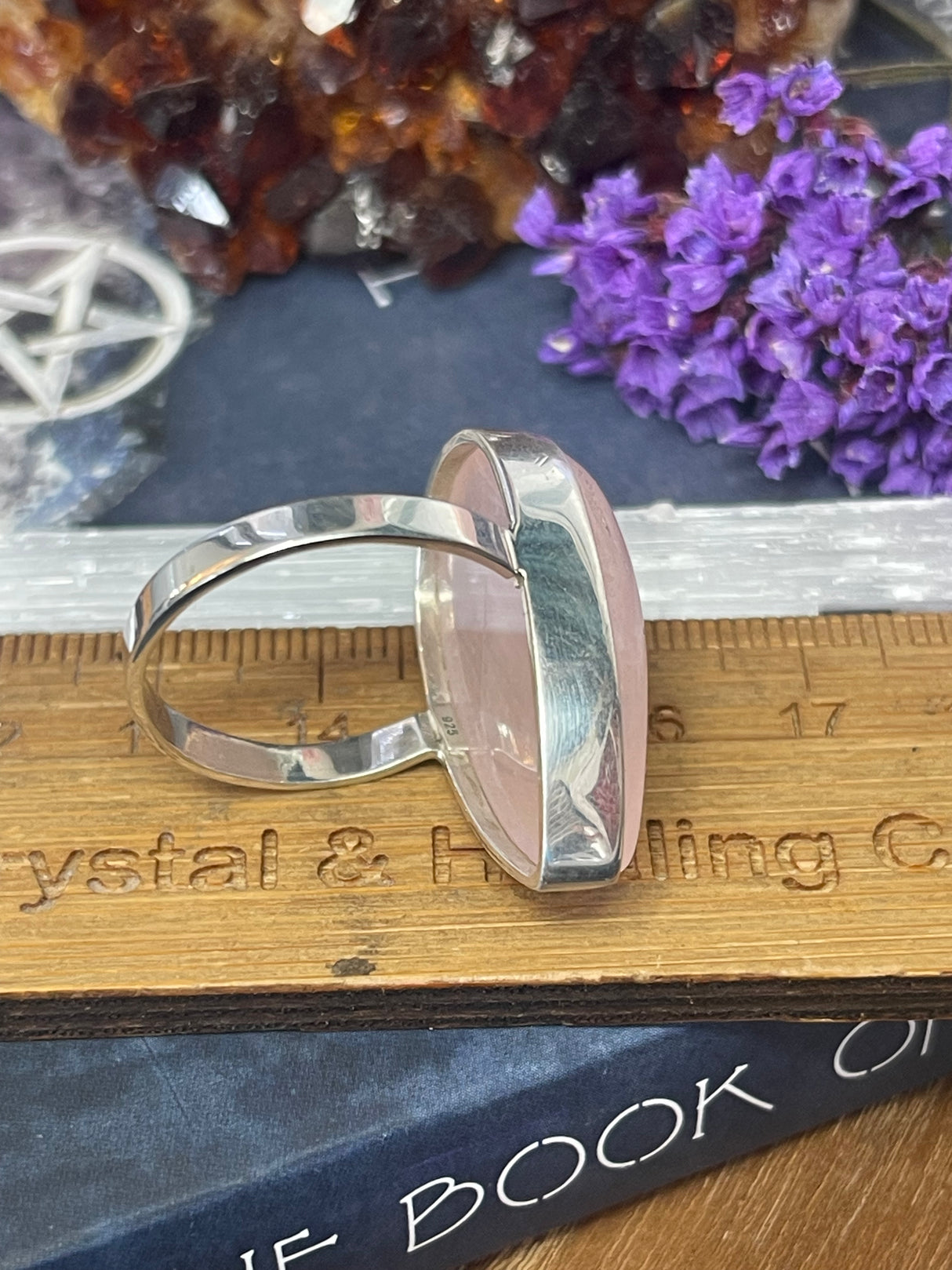 Rose Quartz Silver Ring Size 10 - “I radiate love, beauty, confidence and grace”.