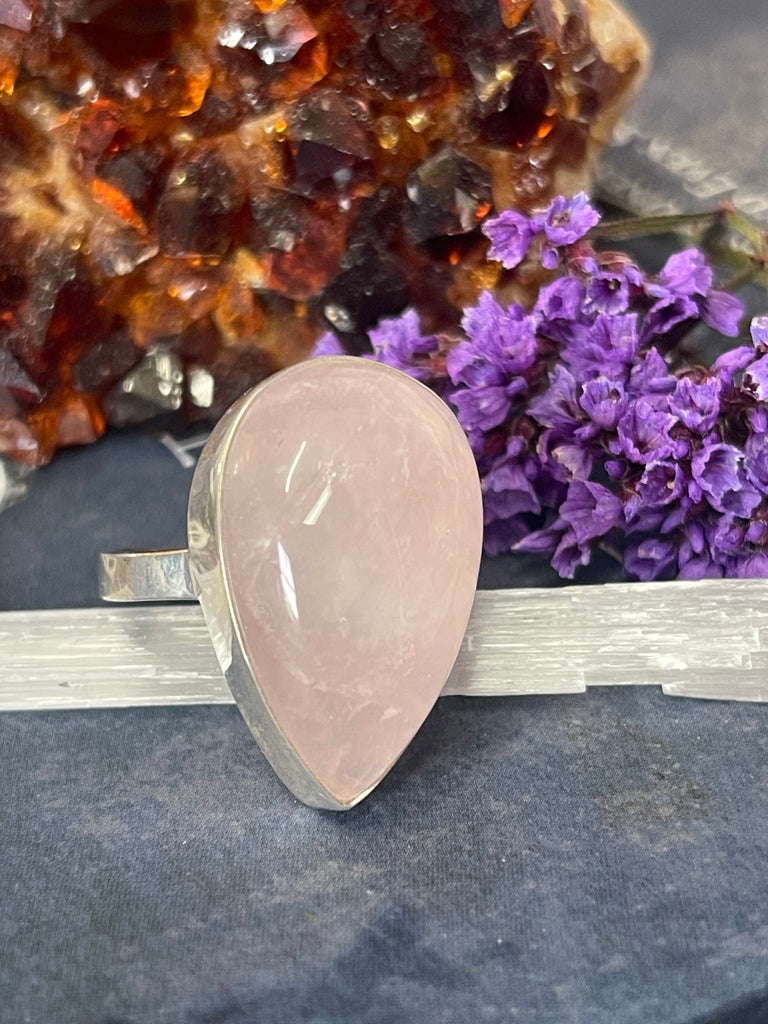 Rose Quartz Silver Ring Size 10 #2 - “I radiate love, beauty, confidence and grace”.