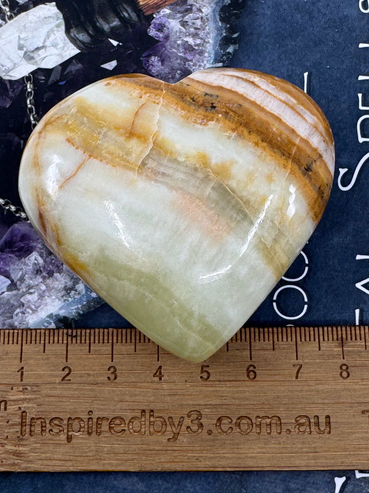 Green Onyx Puffy Heart 175g - Inner Strength. Stress Relief.