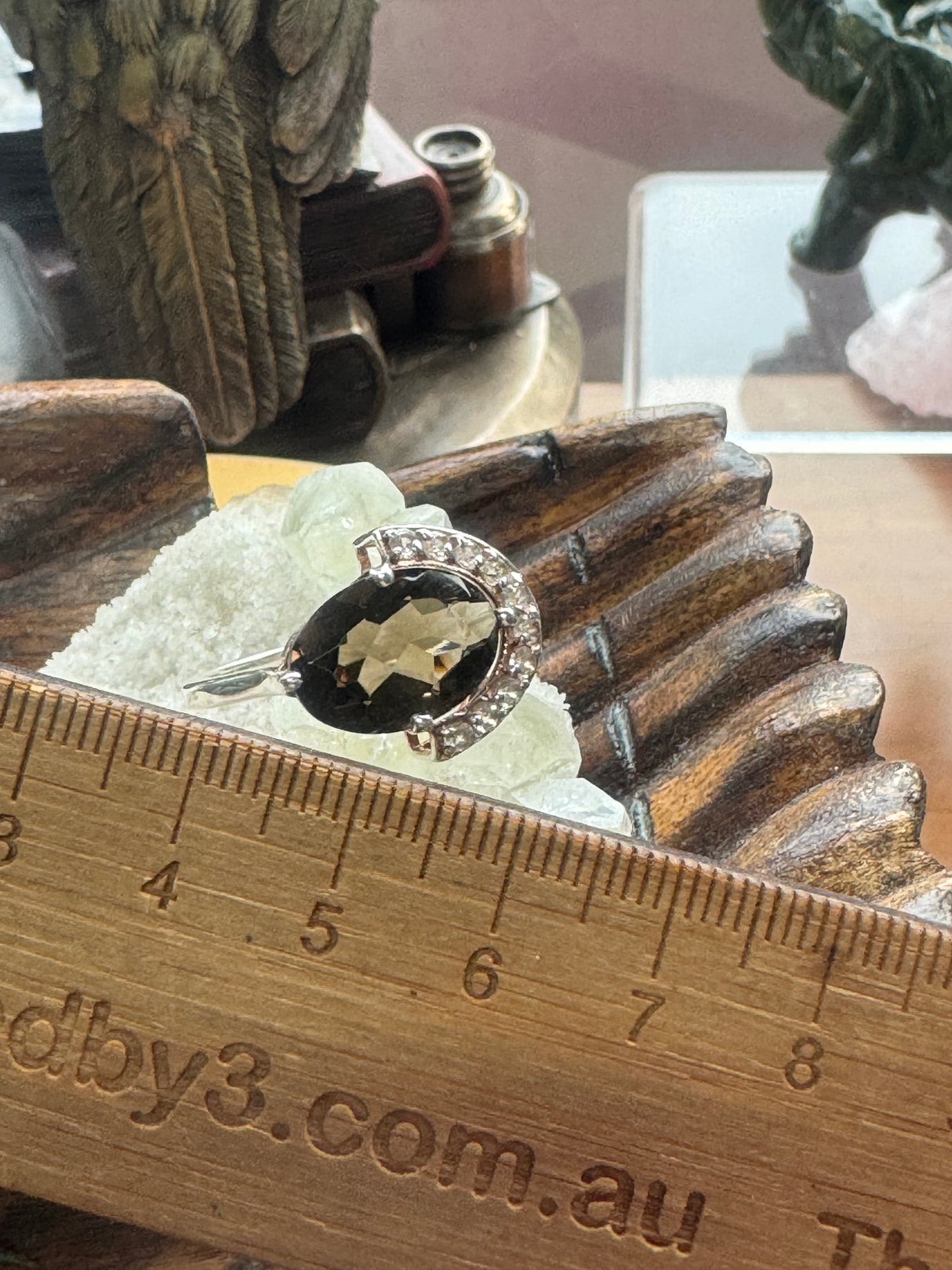 Smoky Quartz Silver Ring Size 9 - “My spirit is deeply grounded in the present moment”.