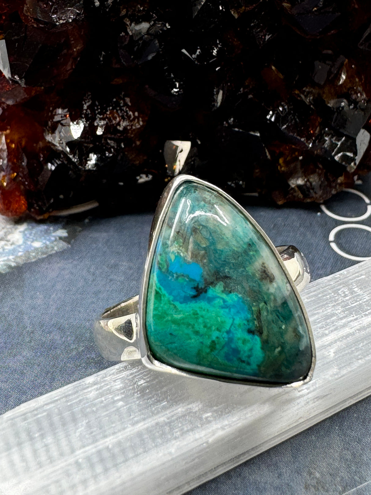 Chrysocolla Ring Size 11 - "I am not afraid to communicate my wisdom and truth."