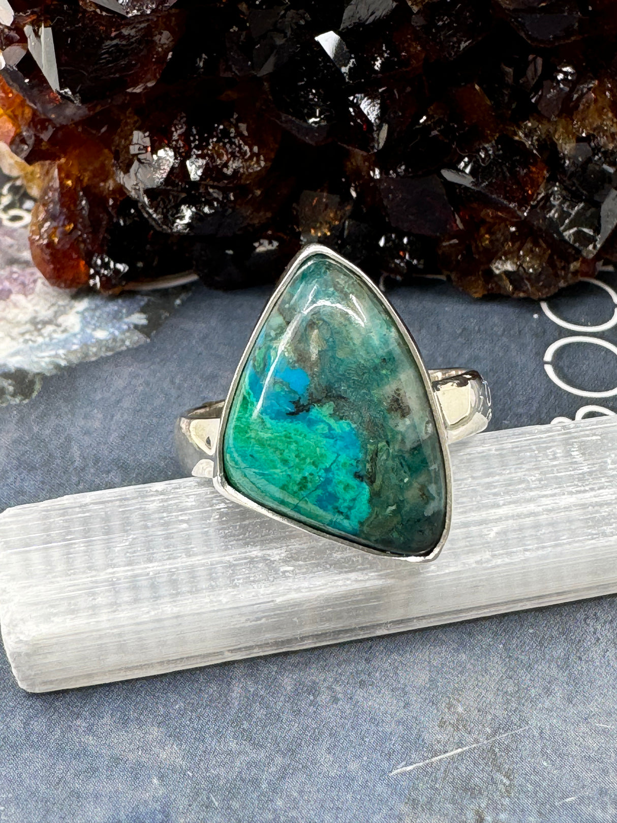 Chrysocolla Ring Size 11 - "I am not afraid to communicate my wisdom and truth."
