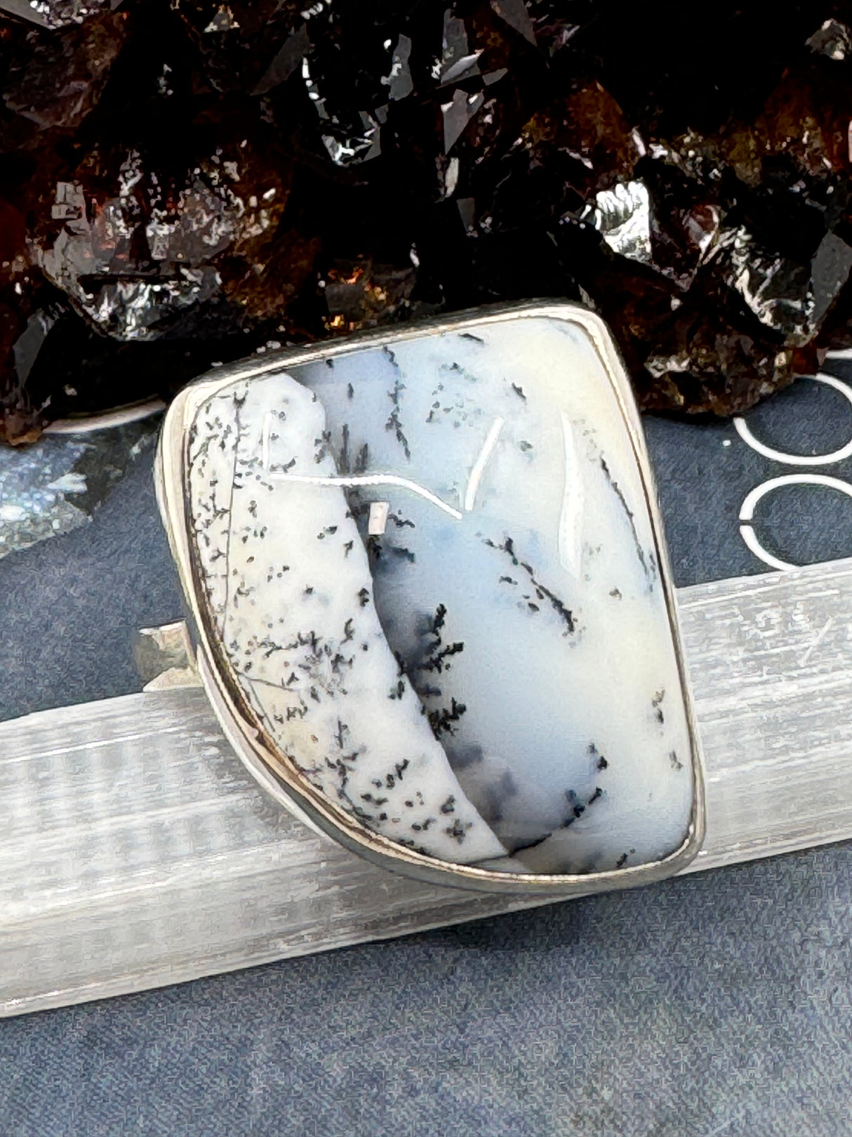Dendritic Agate Ring Size 11 - Earth Healer