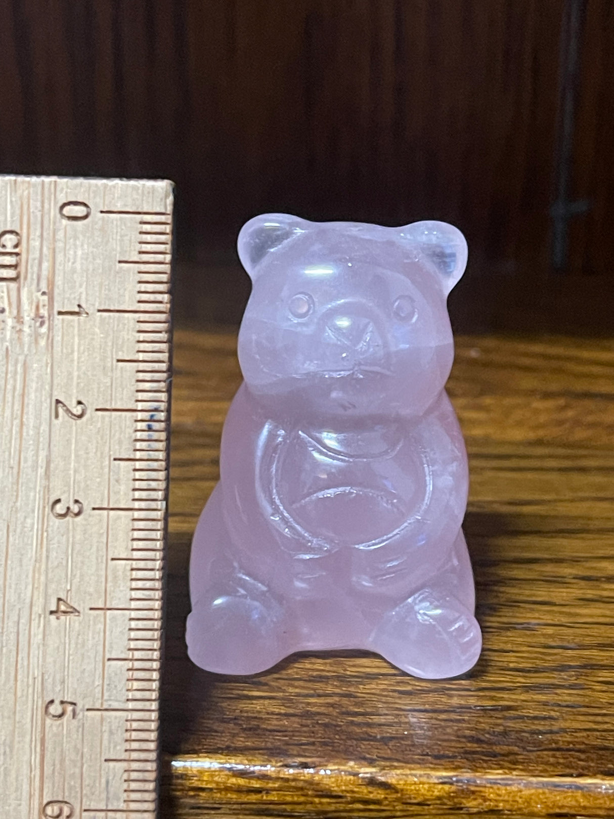 Rose Quartz Teddy Bear Carving - Love. Peace & Harmony