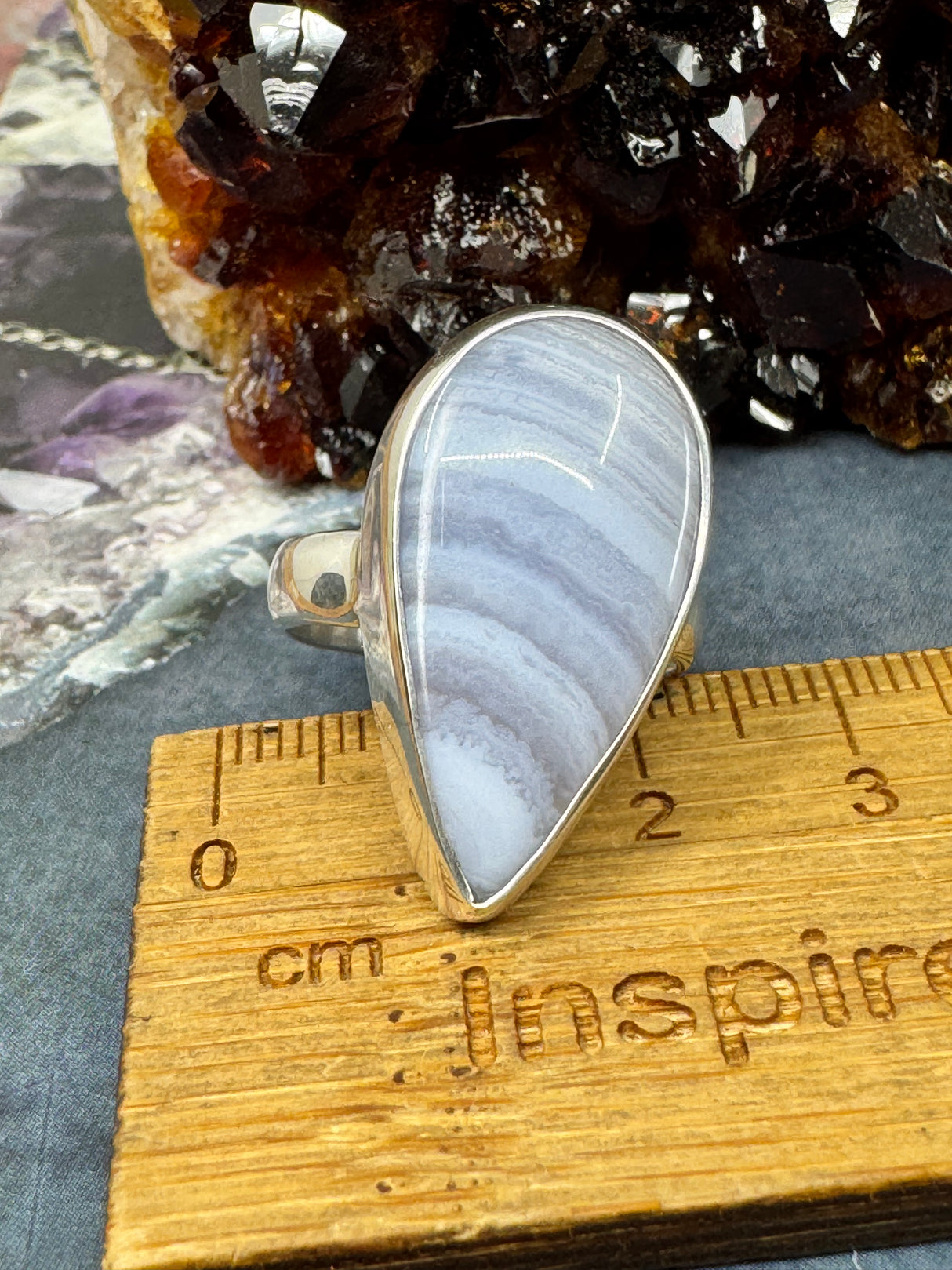 Blue Lace Agate Ring Size 9 - "I express my thoughts authentically and with clarity."
