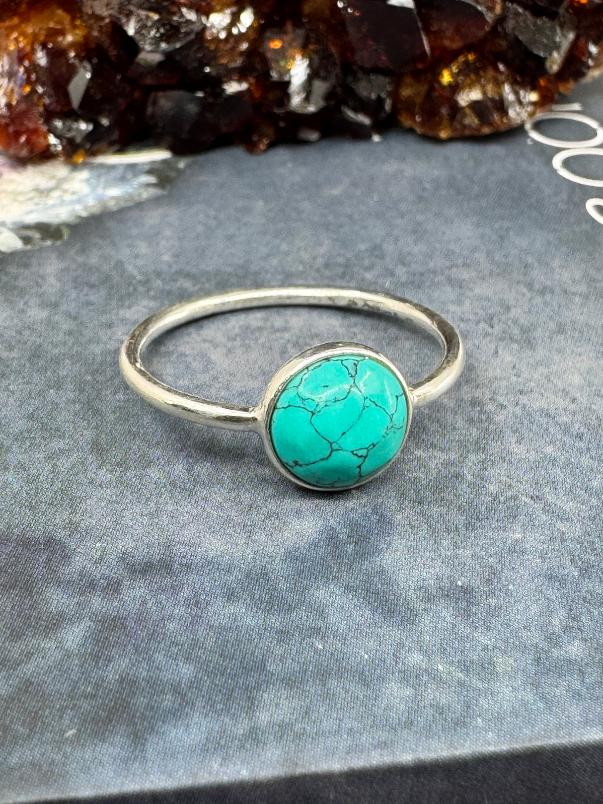 Turquoise Silver Ring Size 5 - "I express myself from a place of calmness, love, and truth."