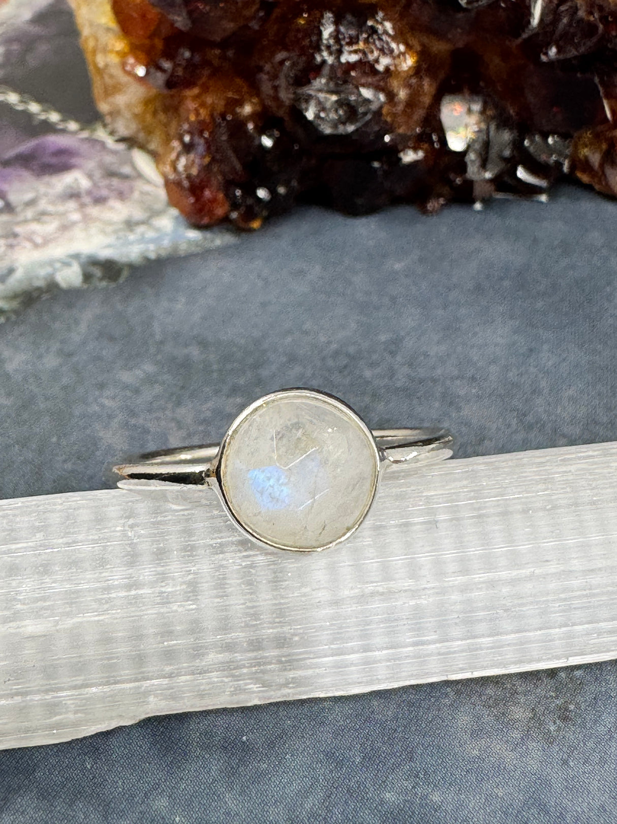 Rainbow Moonstone Ring Size 5 - “My mind is open to new possibilities and opportunities”.