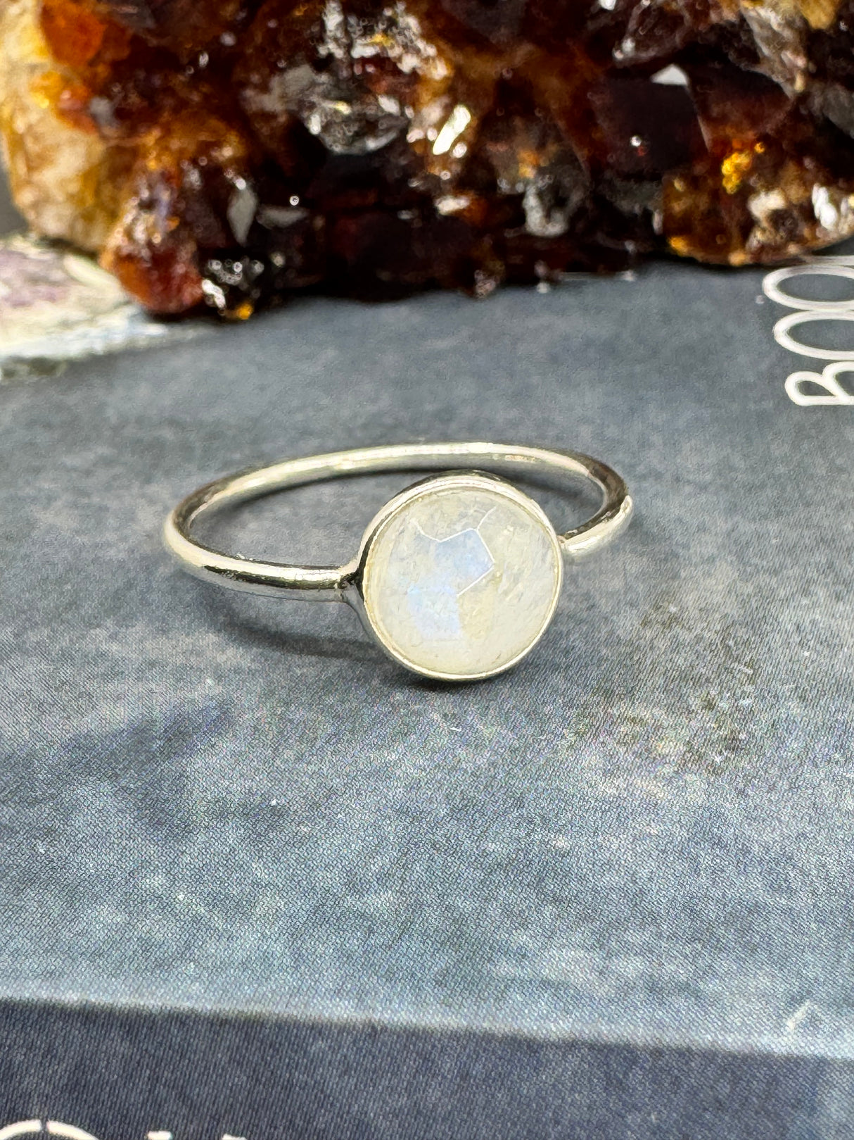 Rainbow Moonstone Ring Size 9 - “My mind is open to new possibilities and opportunities”.