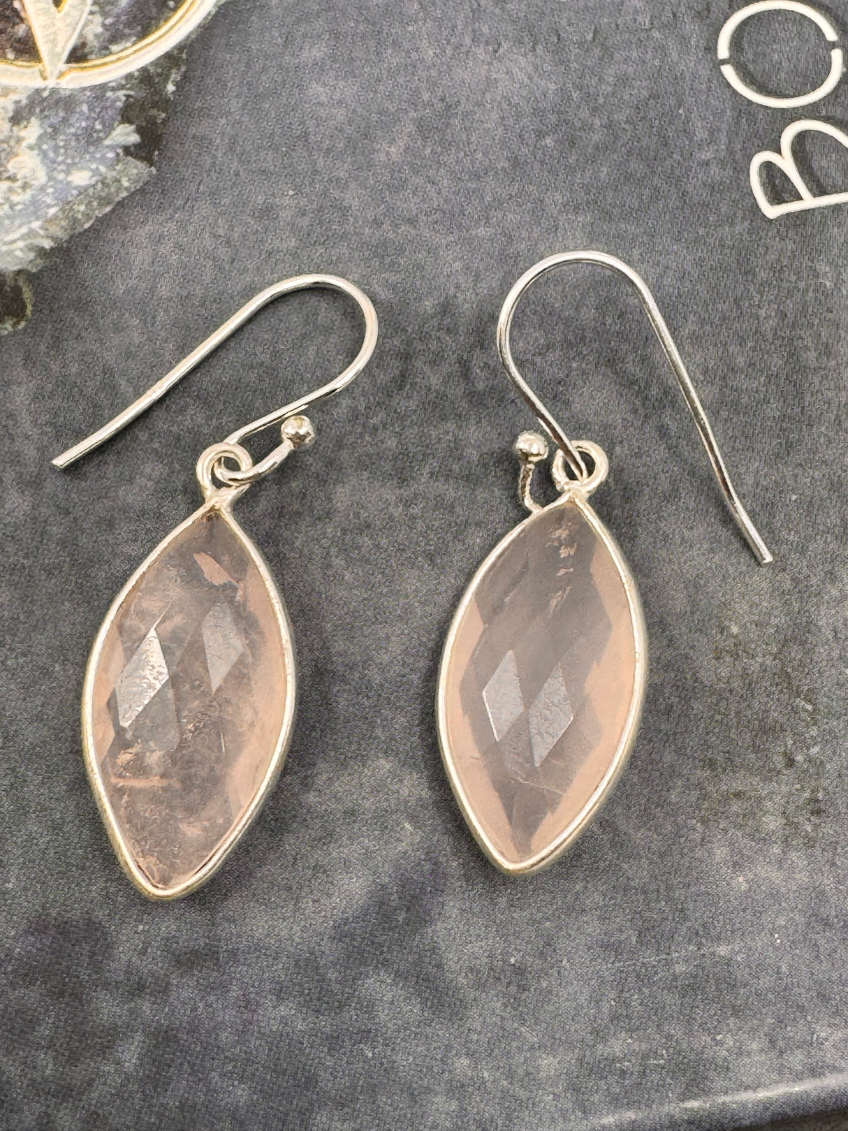 Rose Quartz Silver Drop Earring - “I radiate love, beauty, confidence and grace”.
