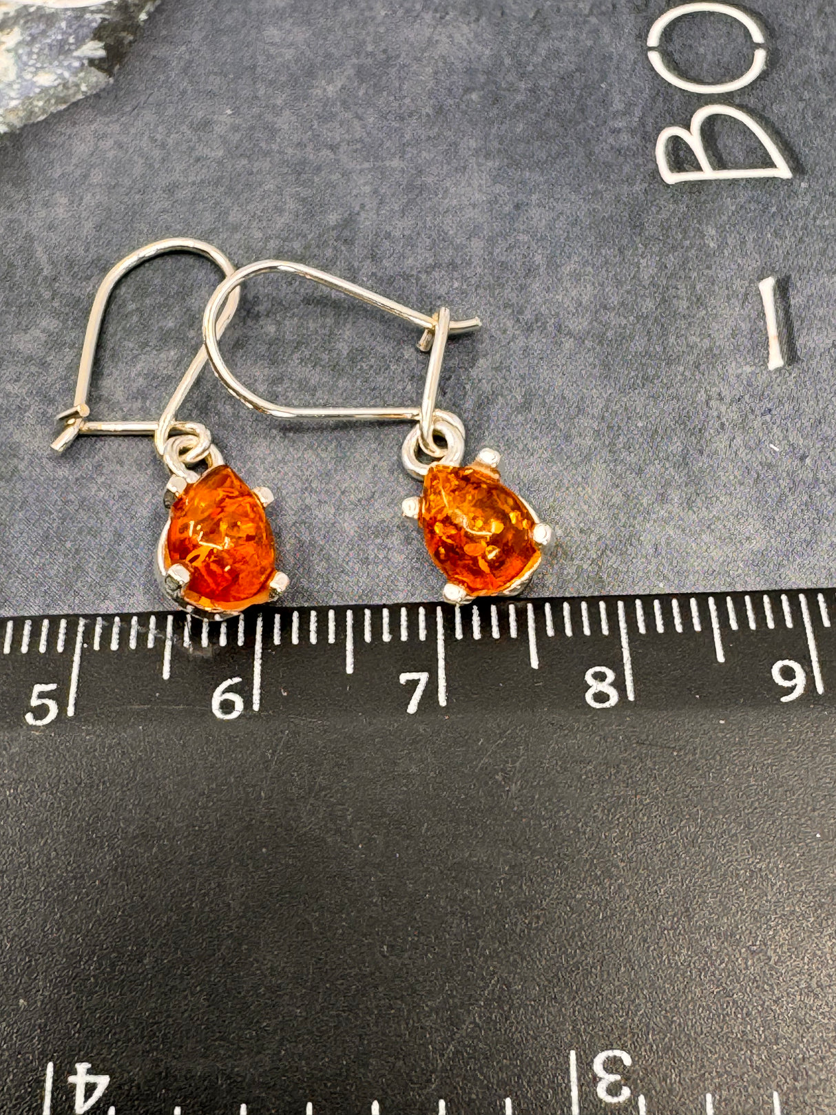 Amber Silver Drop Earrings - "Healing light surrounds my mind, body, and soul."