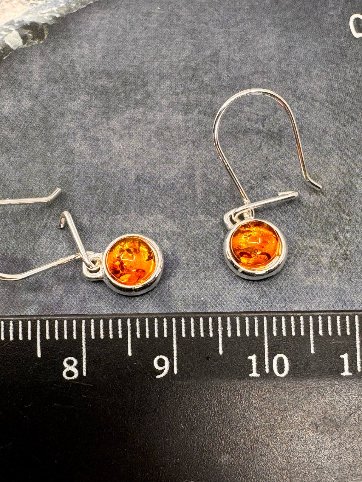 Amber Silver Drop Earrings - "Healing light surrounds my mind, body, and soul."