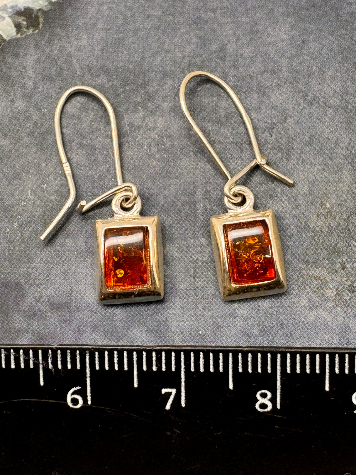 Amber Silver Drop Earrings - "Healing light surrounds my mind, body, and soul."