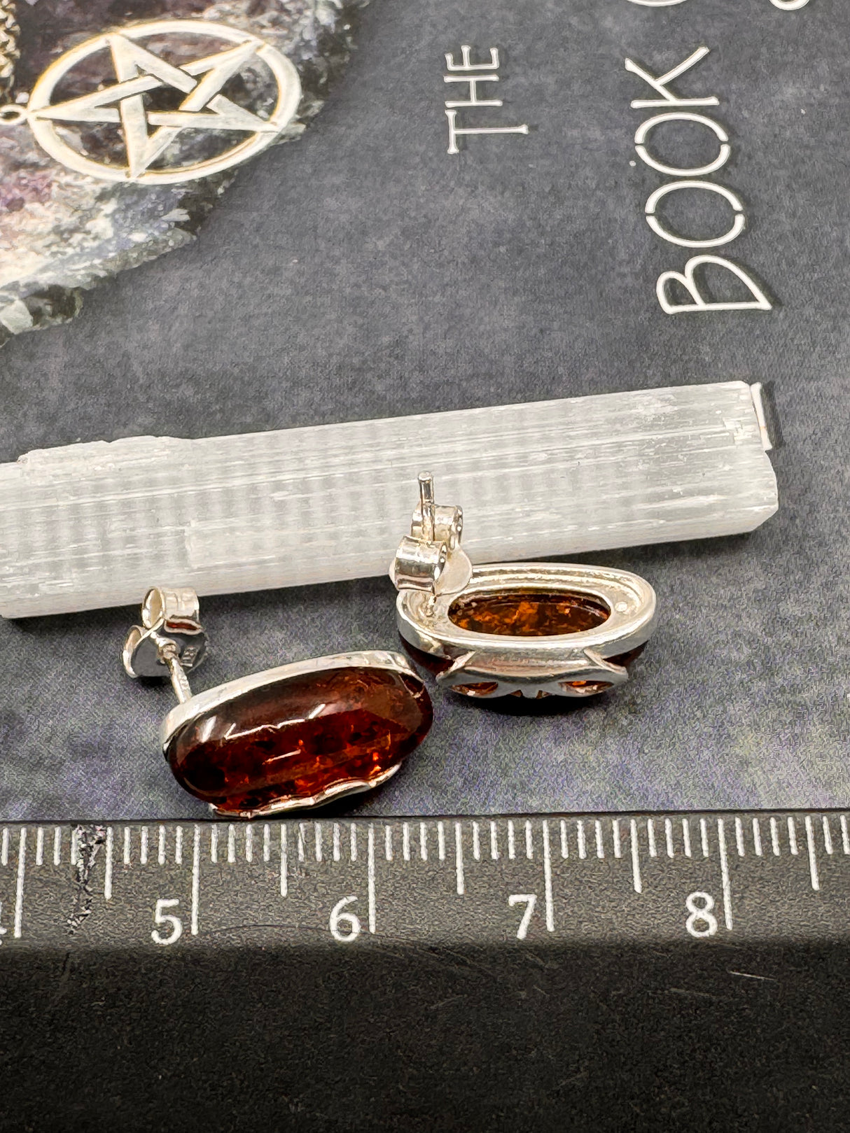 Amber Silver Drop Earrings - "Healing light surrounds my mind, body, and soul."