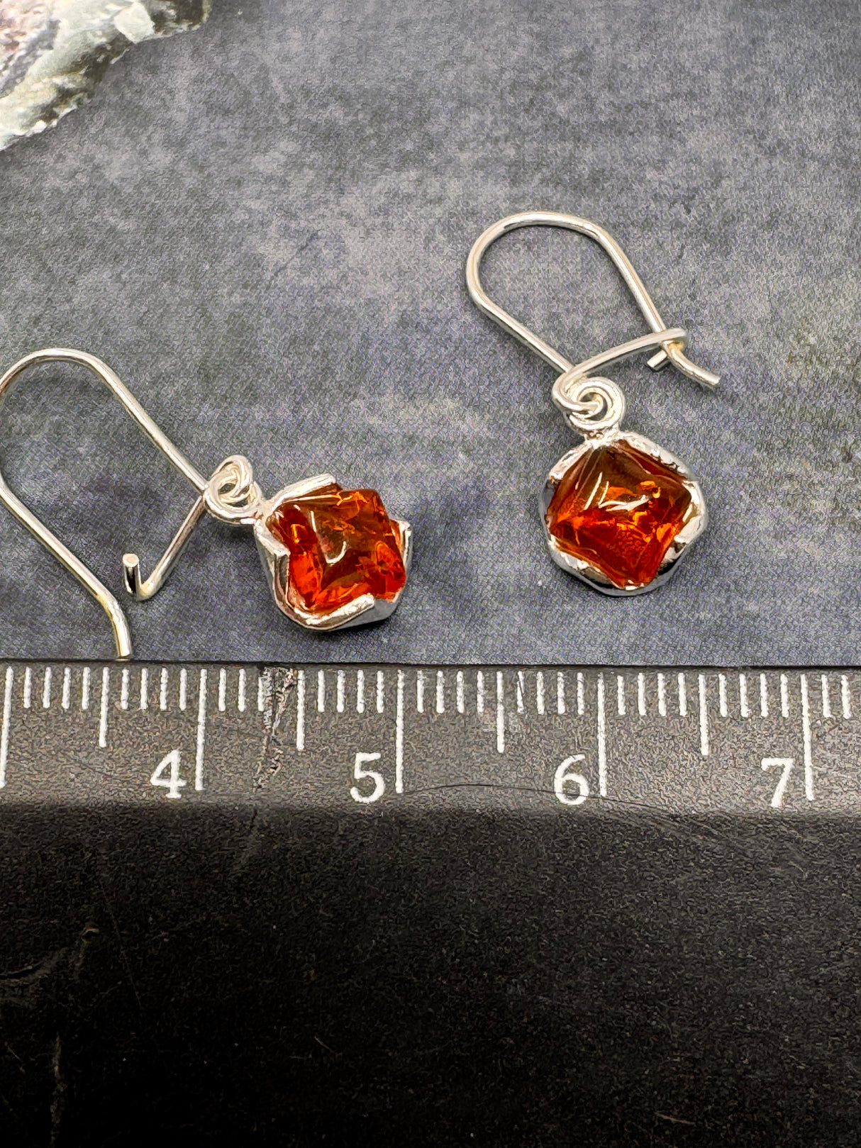 Amber Silver Drop Earrings - "Healing light surrounds my mind, body, and soul."