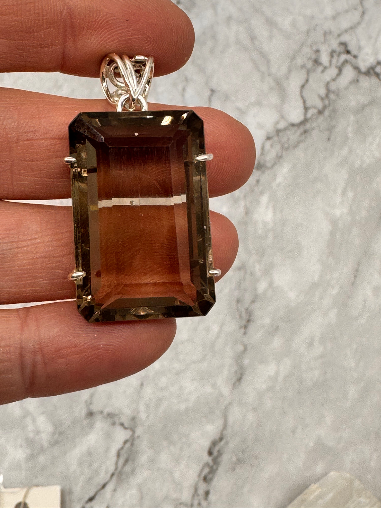 Smoky Quartz Large Silver Pendant - “My spirit is deeply grounded in the present moment”.
