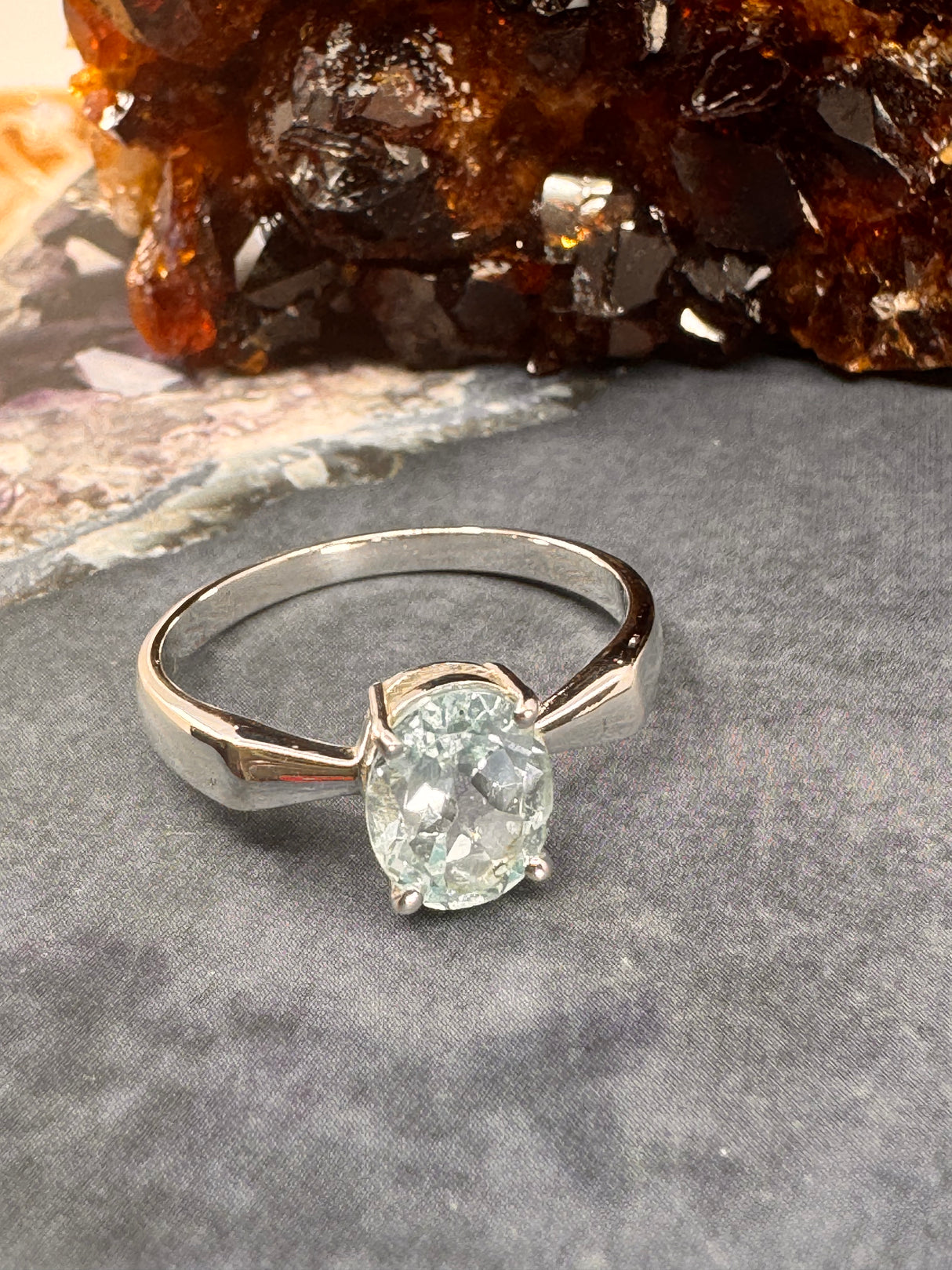 Blue Topaz Silver Ring Size 10 - "I communicate my thoughts with confidence and clarity."