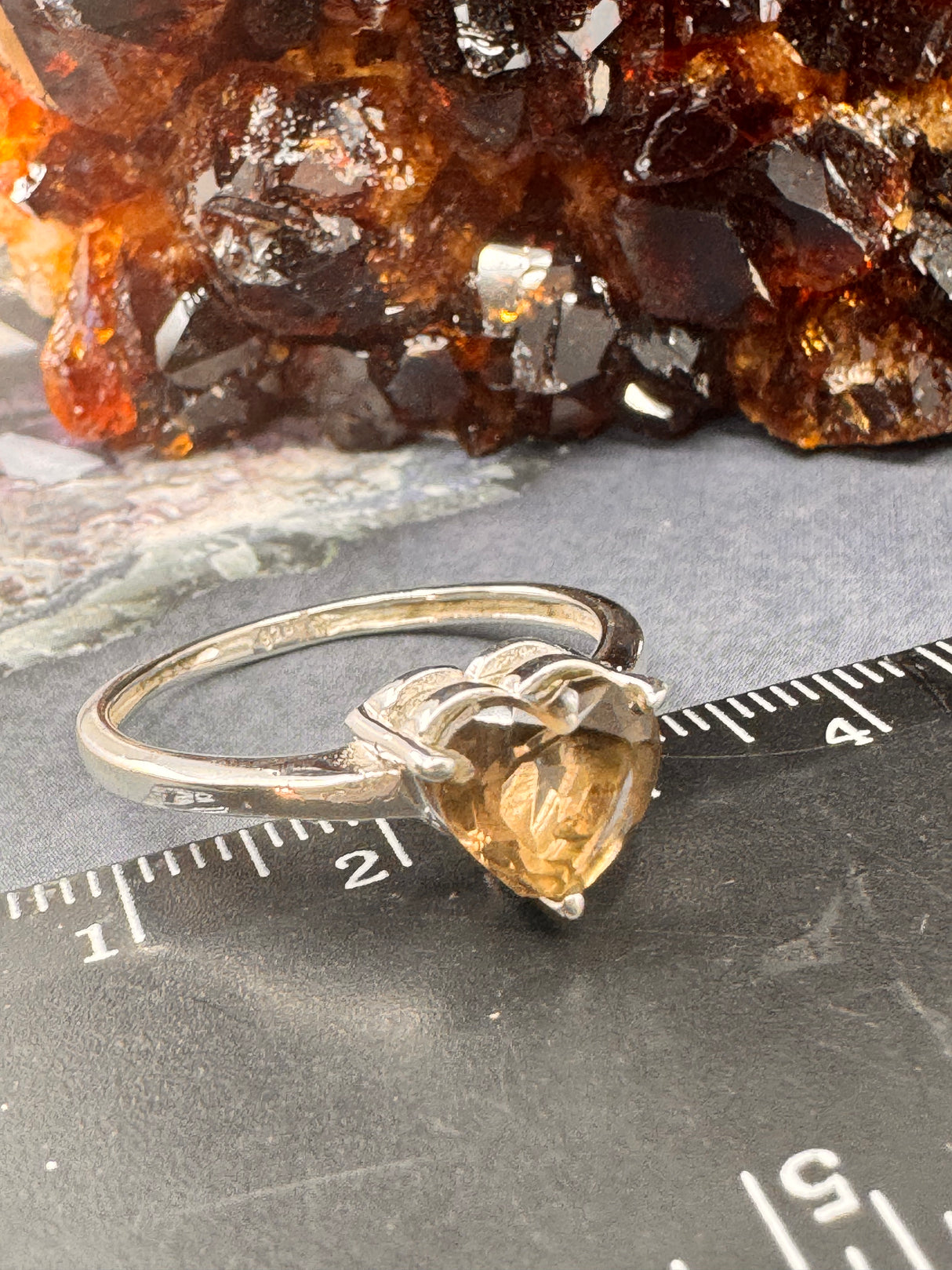 Smoky Quartz Silver Ring Size 10 - “My spirit is deeply grounded in the present moment”.