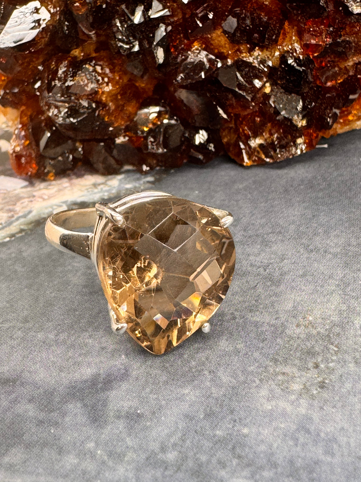 Smoky Quartz Silver Ring Size 10 - “My spirit is deeply grounded in the present moment”.