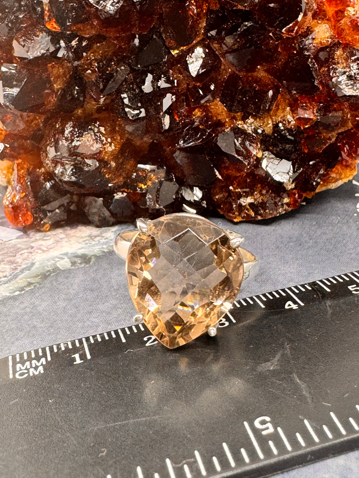 Smoky Quartz Silver Ring Size 10 - “My spirit is deeply grounded in the present moment”.