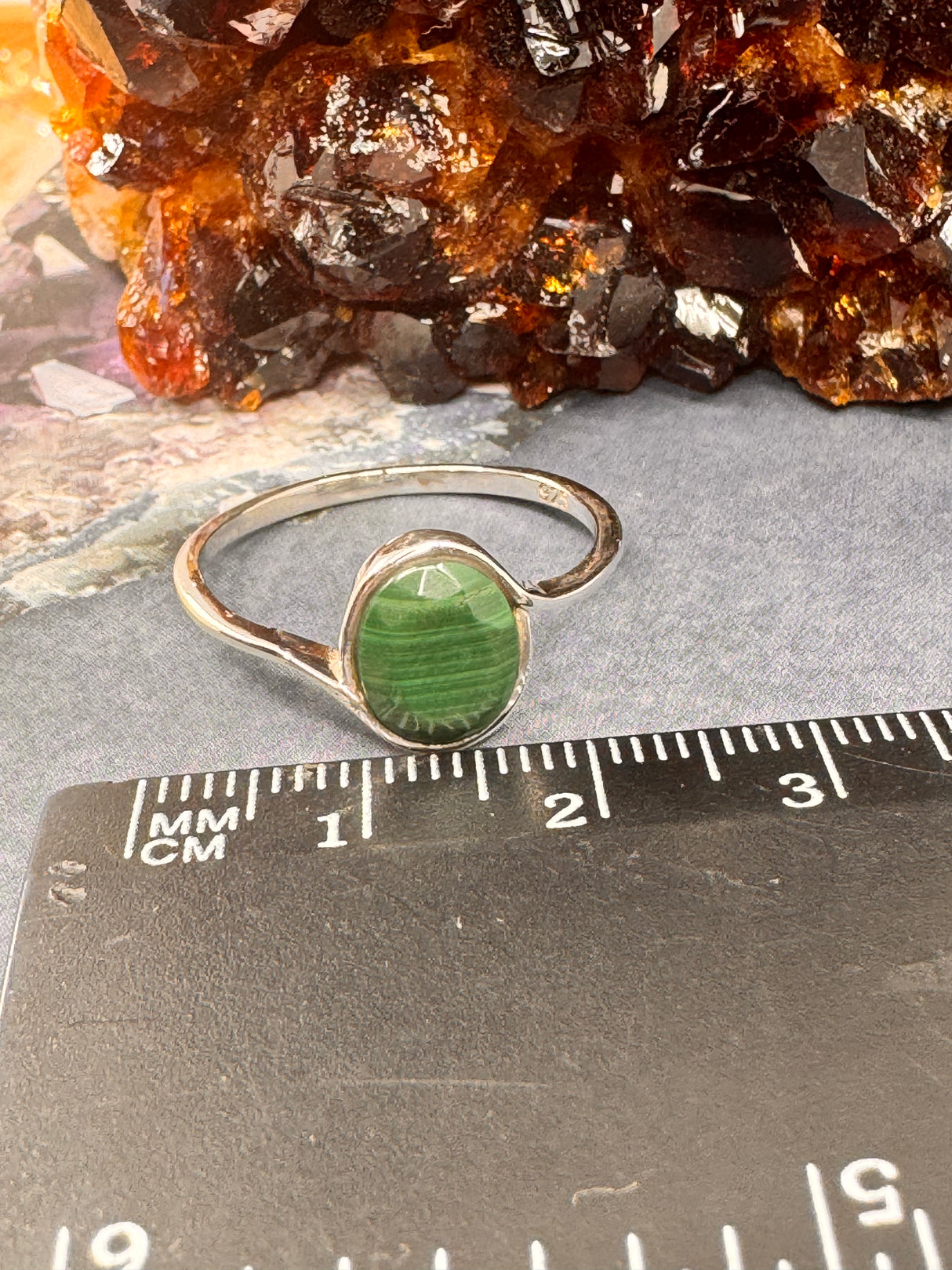 Malachite Sterling Silver Ring Size 10 - "I choose to radiate love, kindness, and positive energy."