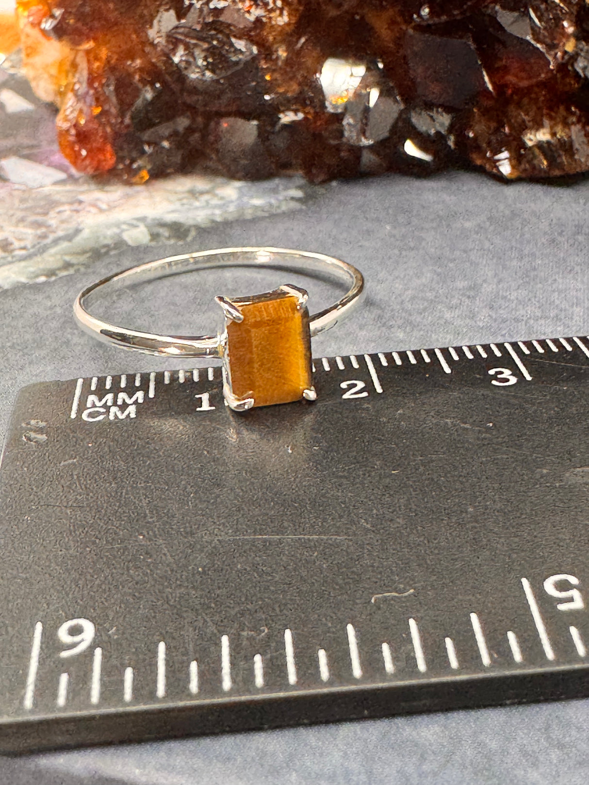 Tiger Eye Silver Ring Size 10 - "I have the strength to overcome challenges and setbacks.