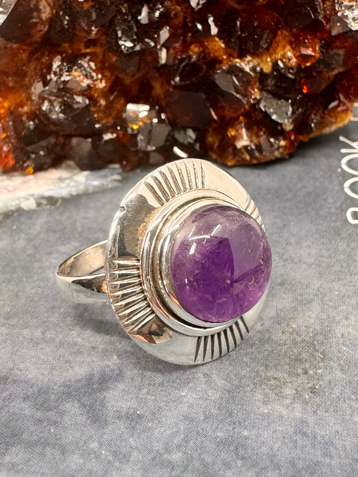 Amethyst Silver Ring Size 10 - "I am passionate and enthusiastic in all areas of my life."