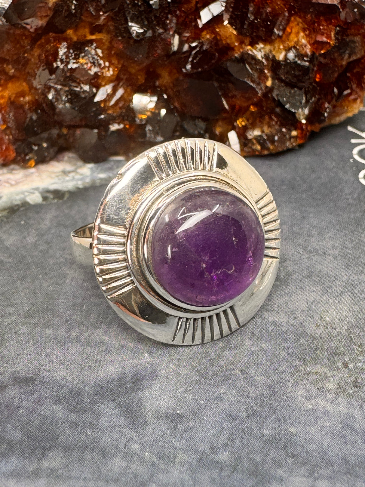 Amethyst Silver Ring Size 10 - "I am passionate and enthusiastic in all areas of my life."
