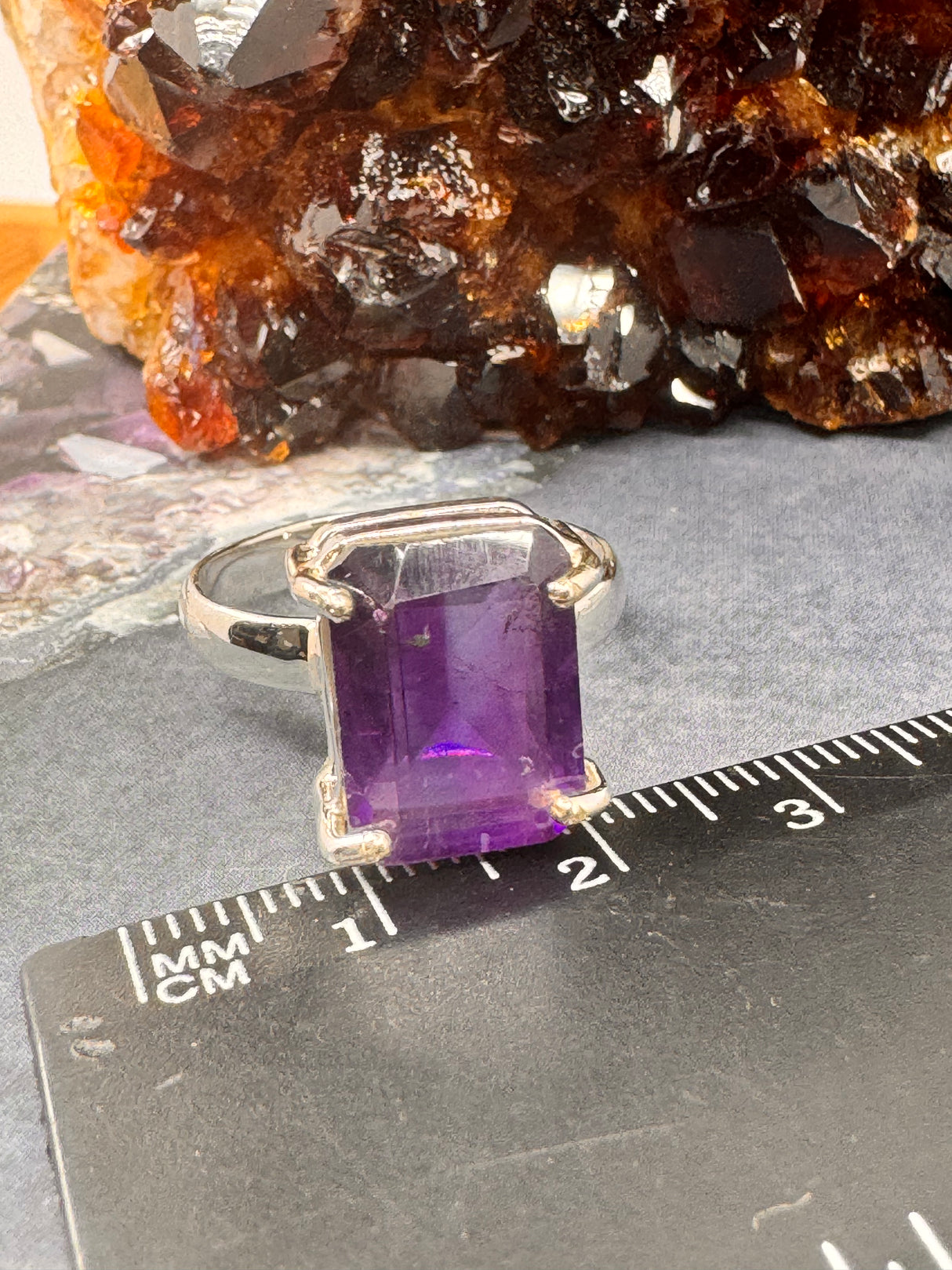 Amethyst Silver Ring Size 10 - "I am passionate and enthusiastic in all areas of my life."