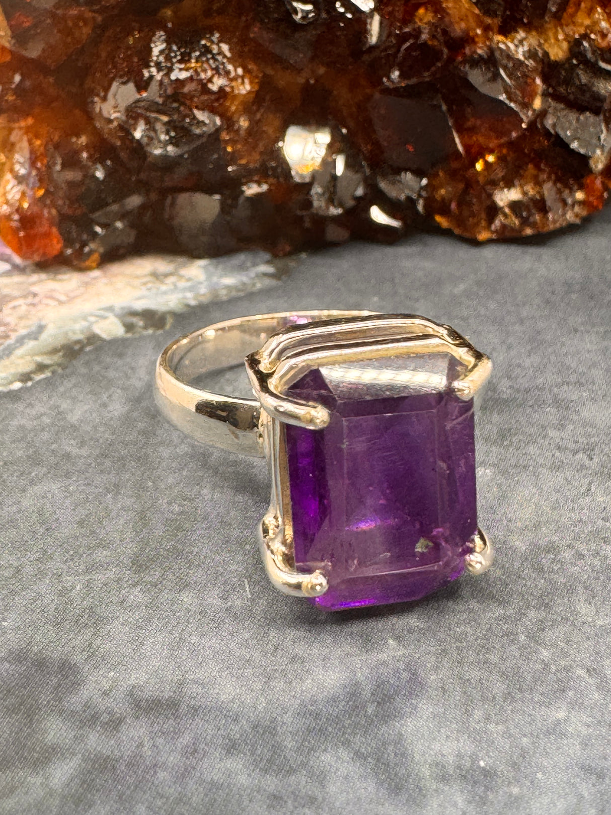 Amethyst Silver Ring Size 10 - "I am passionate and enthusiastic in all areas of my life."
