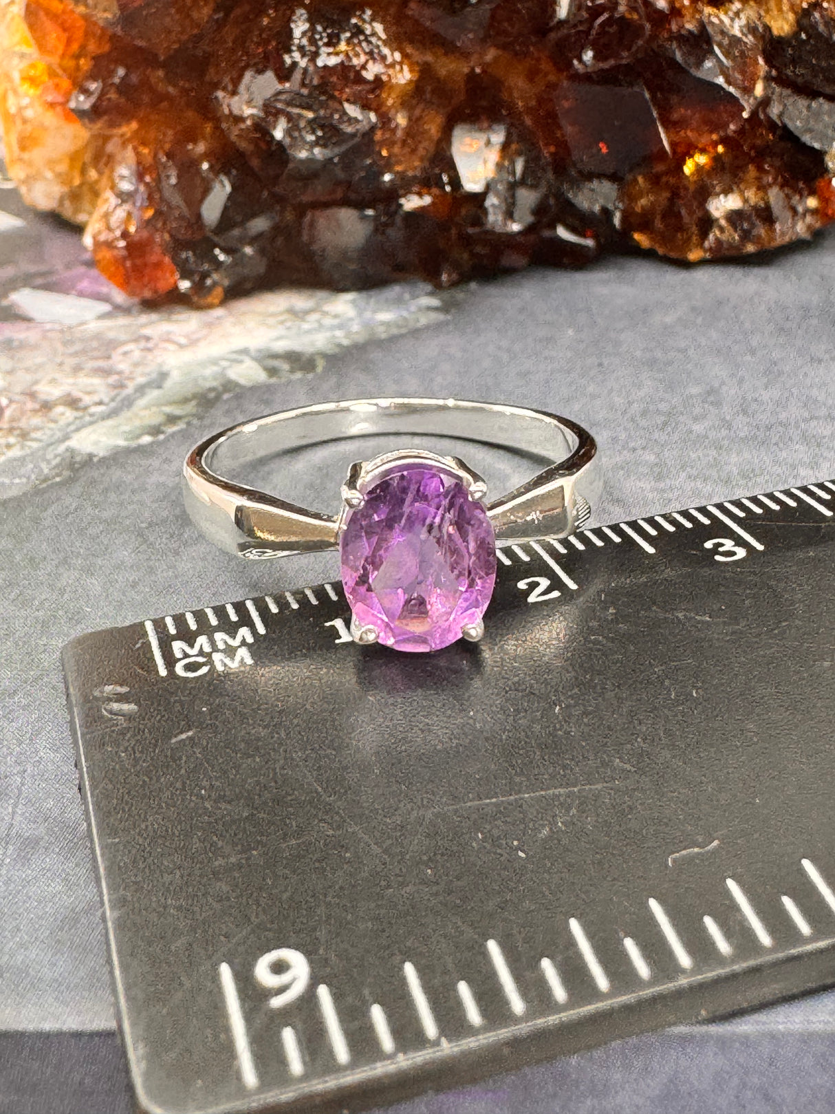 Amethyst Silver Ring Size 10 - "I am passionate and enthusiastic in all areas of my life."