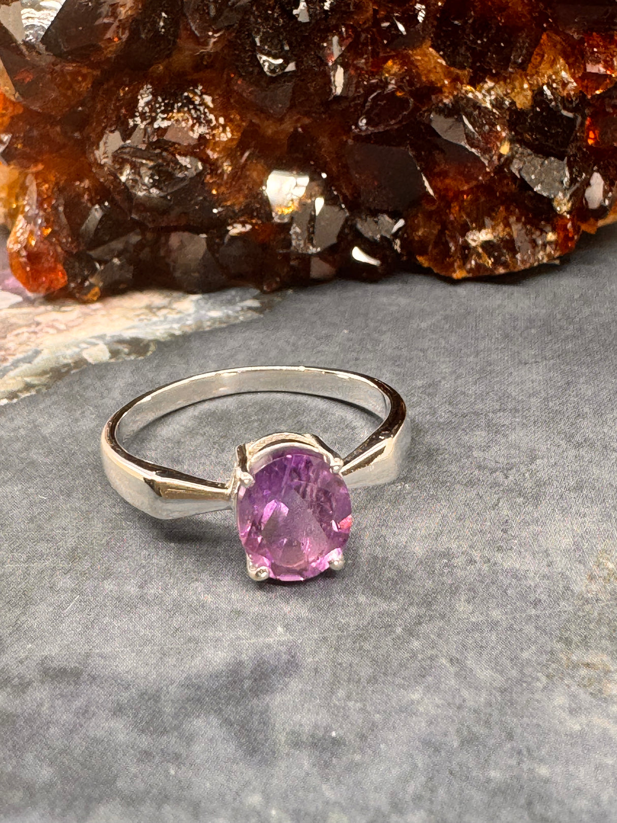 Amethyst Silver Ring Size 10 - "I am passionate and enthusiastic in all areas of my life."