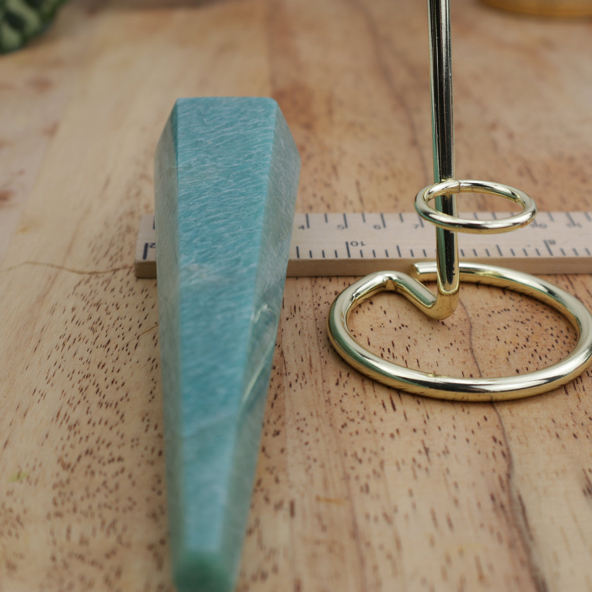 Amazonite Wand on Gold Stand – 225g | 17.5cm x 4cm