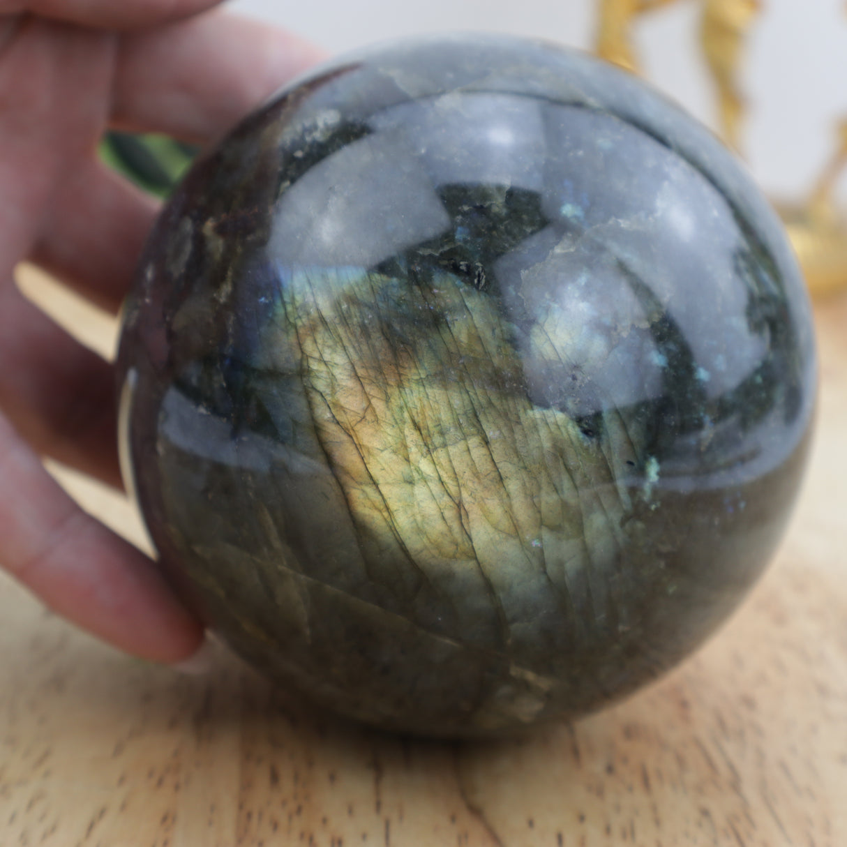 Flashy Labradorite Sphere 1.239kg (10cm) – Stone of Magic, Protection & Transformation
