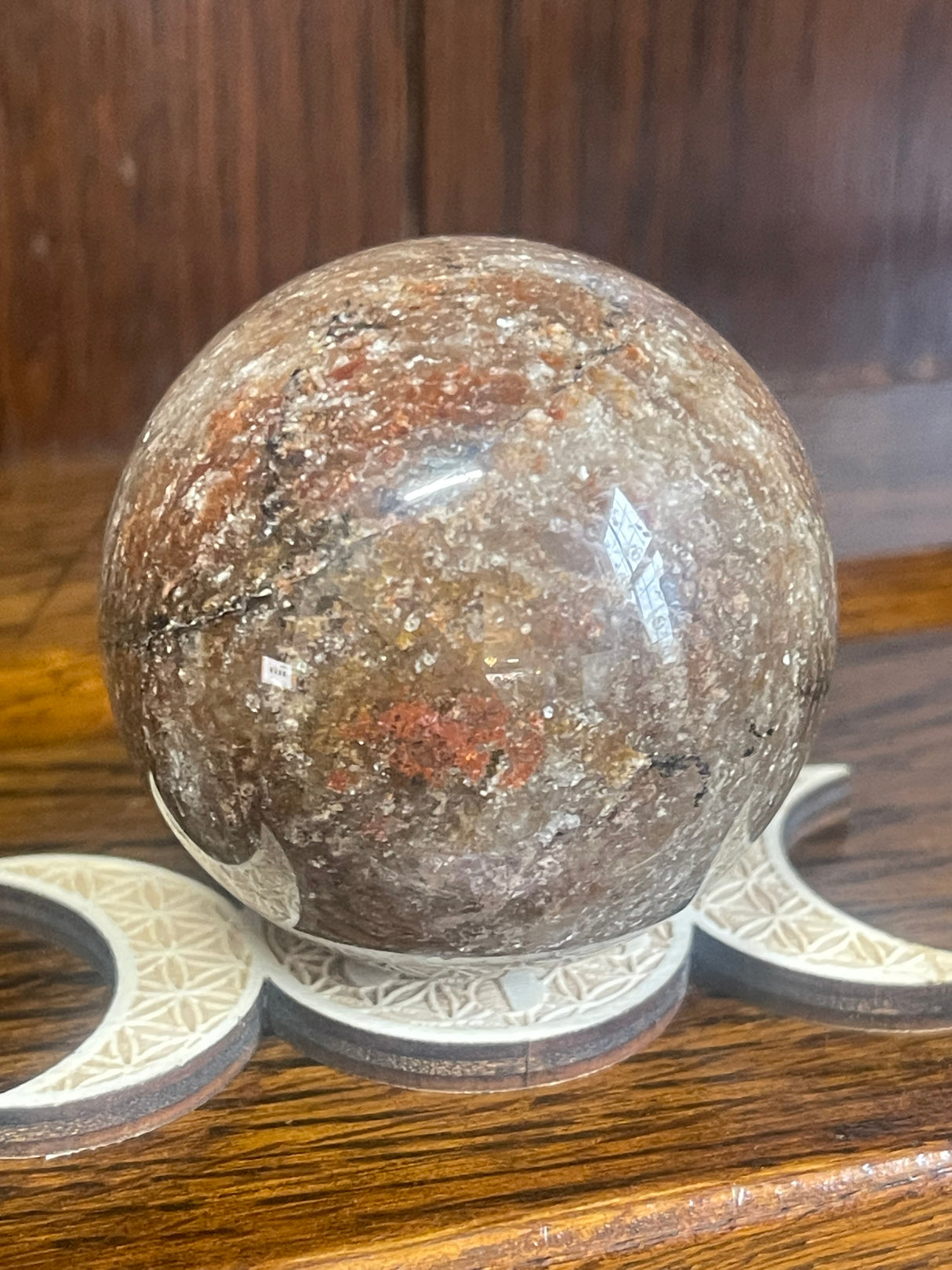 Garden Quartz Sphere #2 215g "I let go of past hurt and allow myself to heal".
