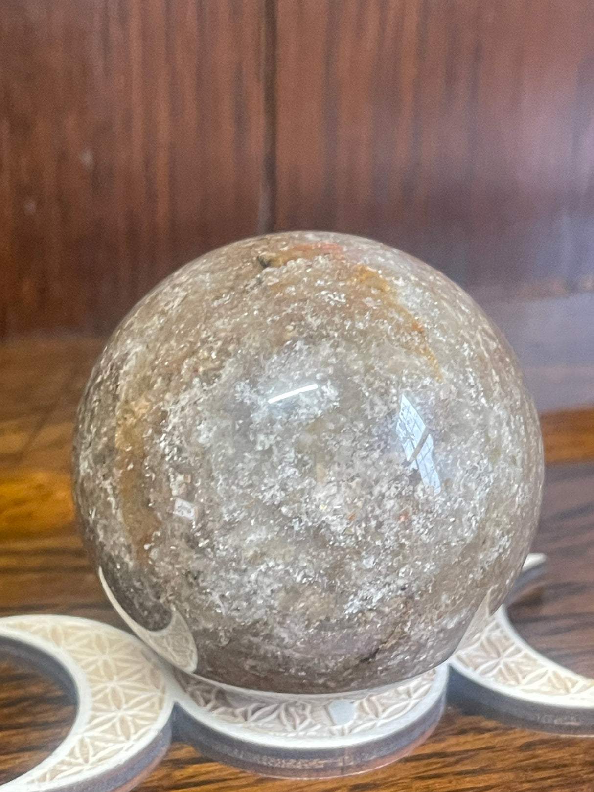 Garden Quartz Sphere #2 215g "I let go of past hurt and allow myself to heal".