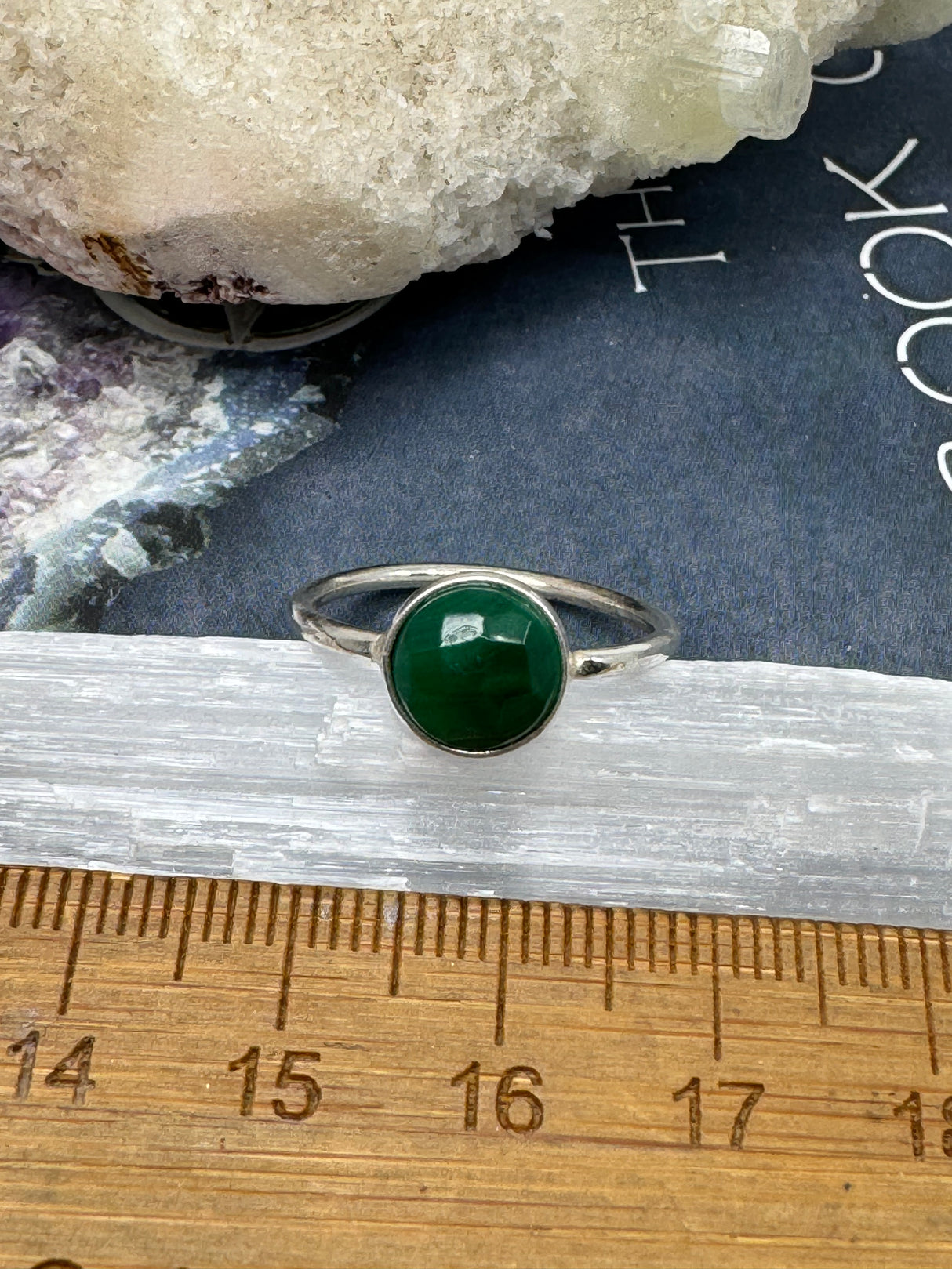 Malachite Sterling Silver Ring Size 5 - "I choose to radiate love, kindness, and positive energy."