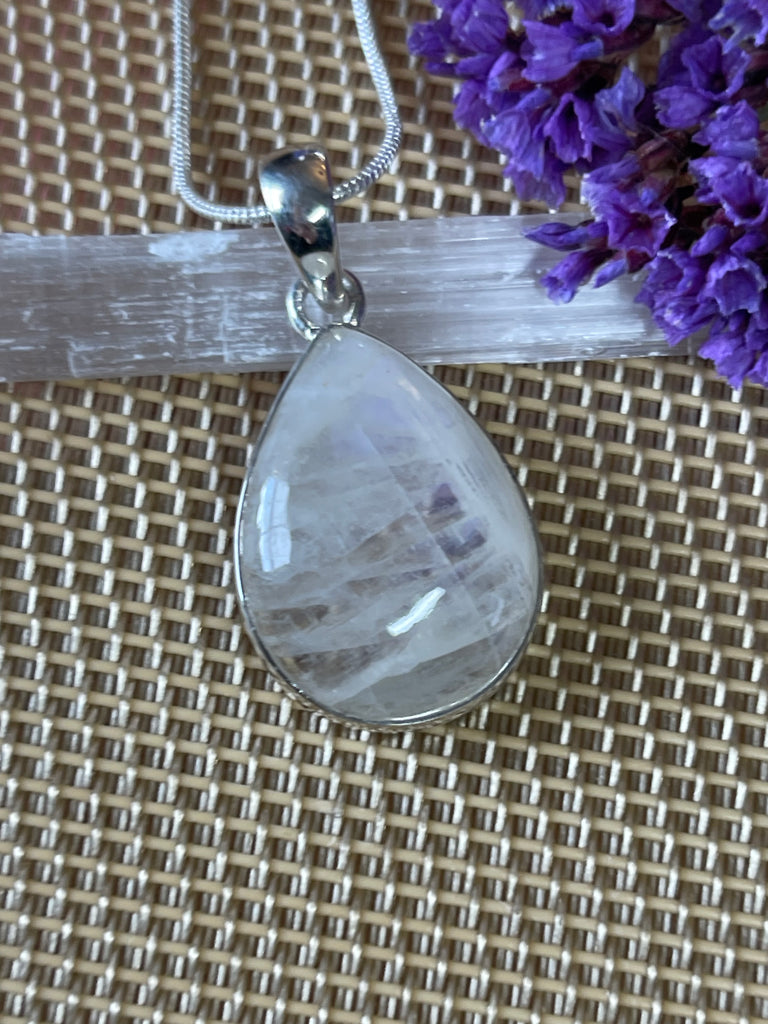 Moonstone Rainbow Silver Pendant & Chain - “My mind is open to new possibilities and opportunities”.