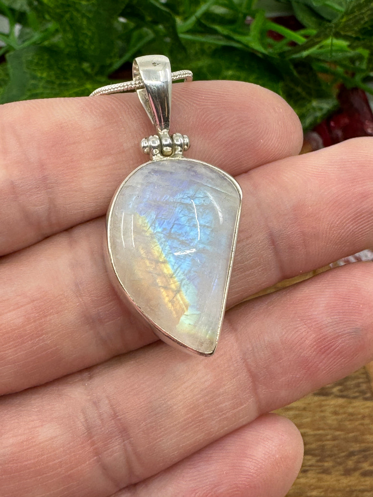 Moonstone Rainbow Silver Pendant - “My mind is open to new possibilities and opportunities”.