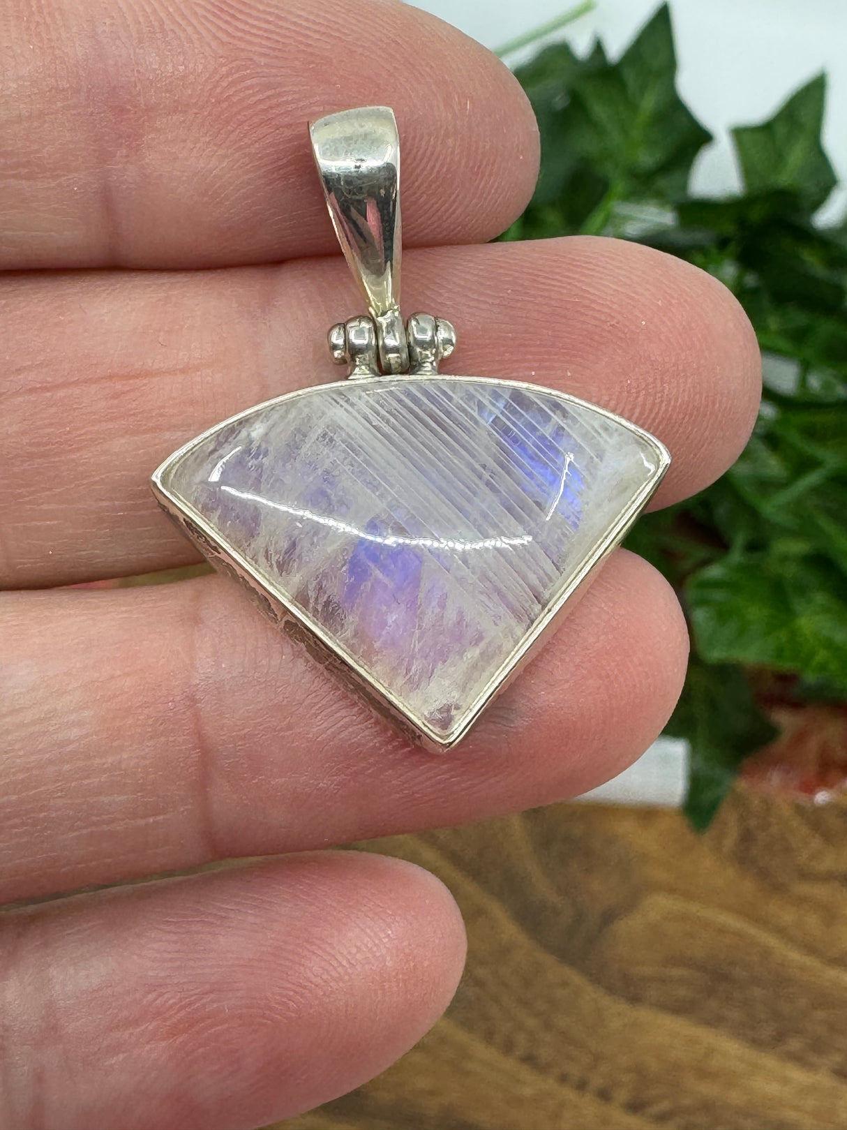 Moonstone Rainbow Silver Pendant - “My mind is open to new possibilities and opportunities”.
