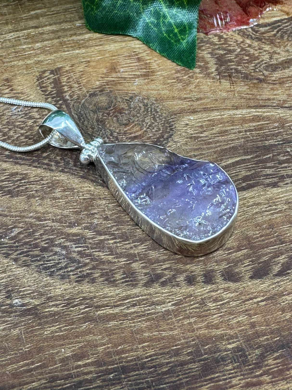 Ametrine Rough Silver Pendant & Chain