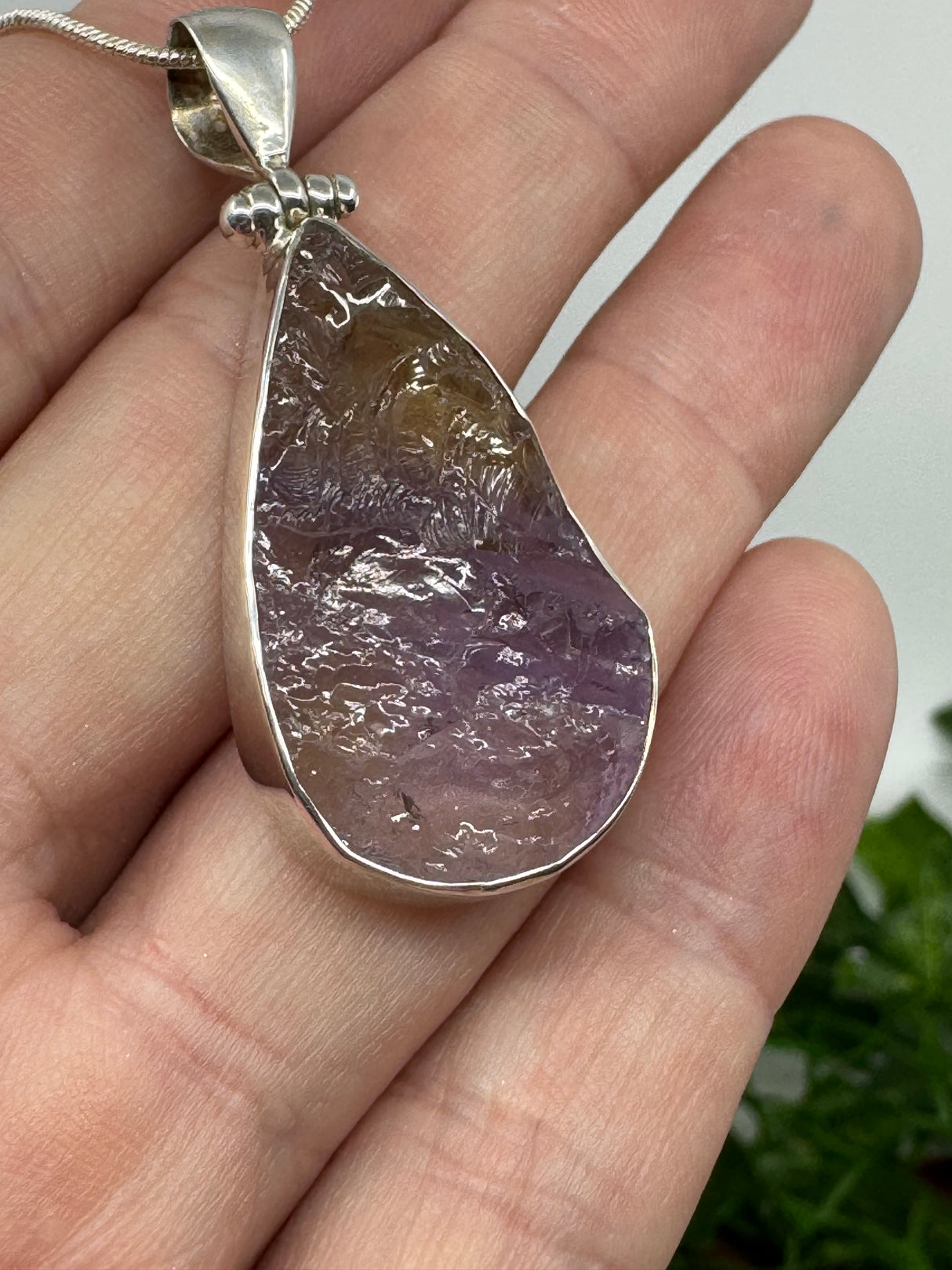 Ametrine Rough Silver Pendant & Chain