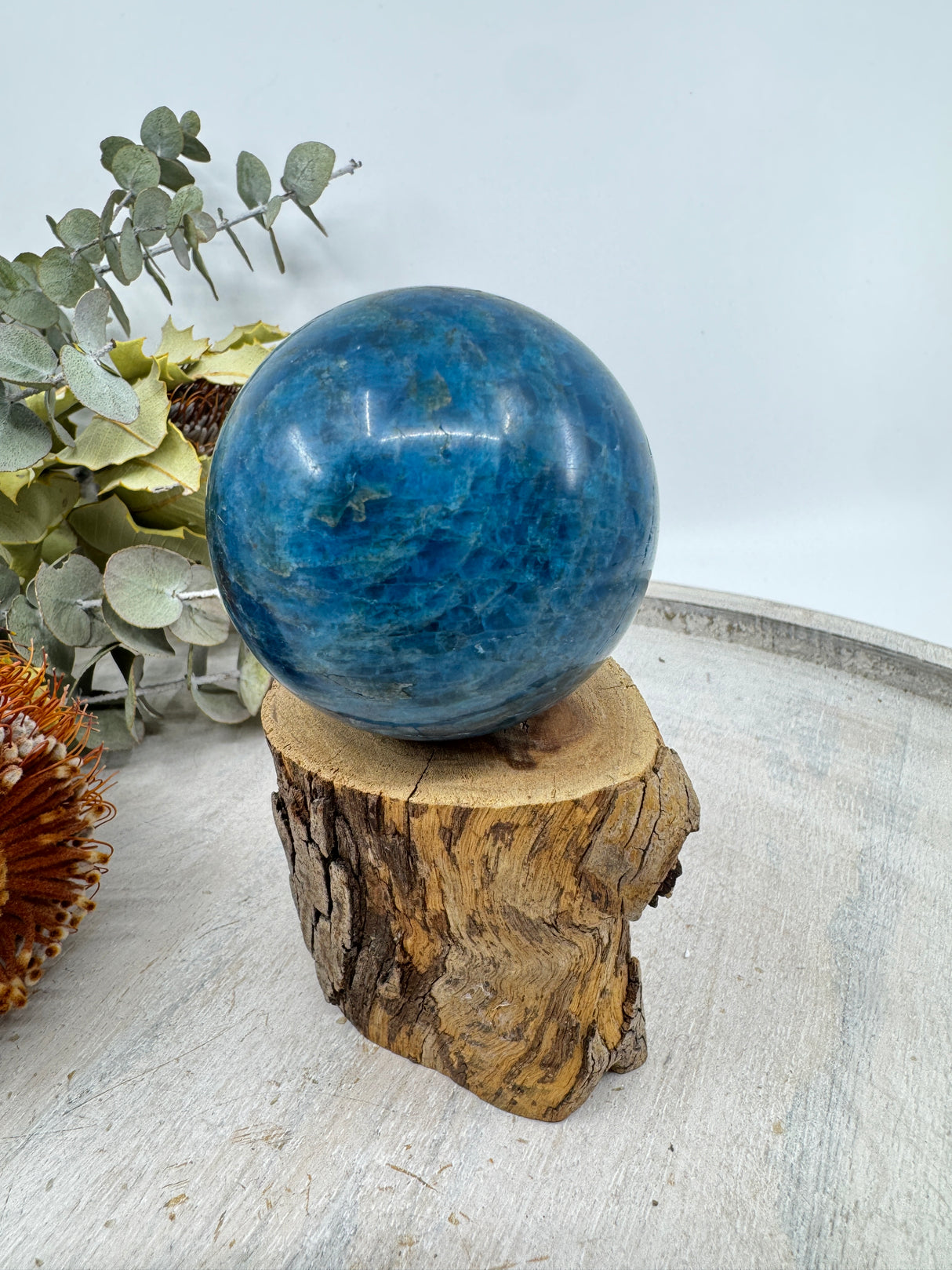 Blue Apatite Sphere 267g (5.5cm) – Stone of Inspiration, Clarity & Communication
